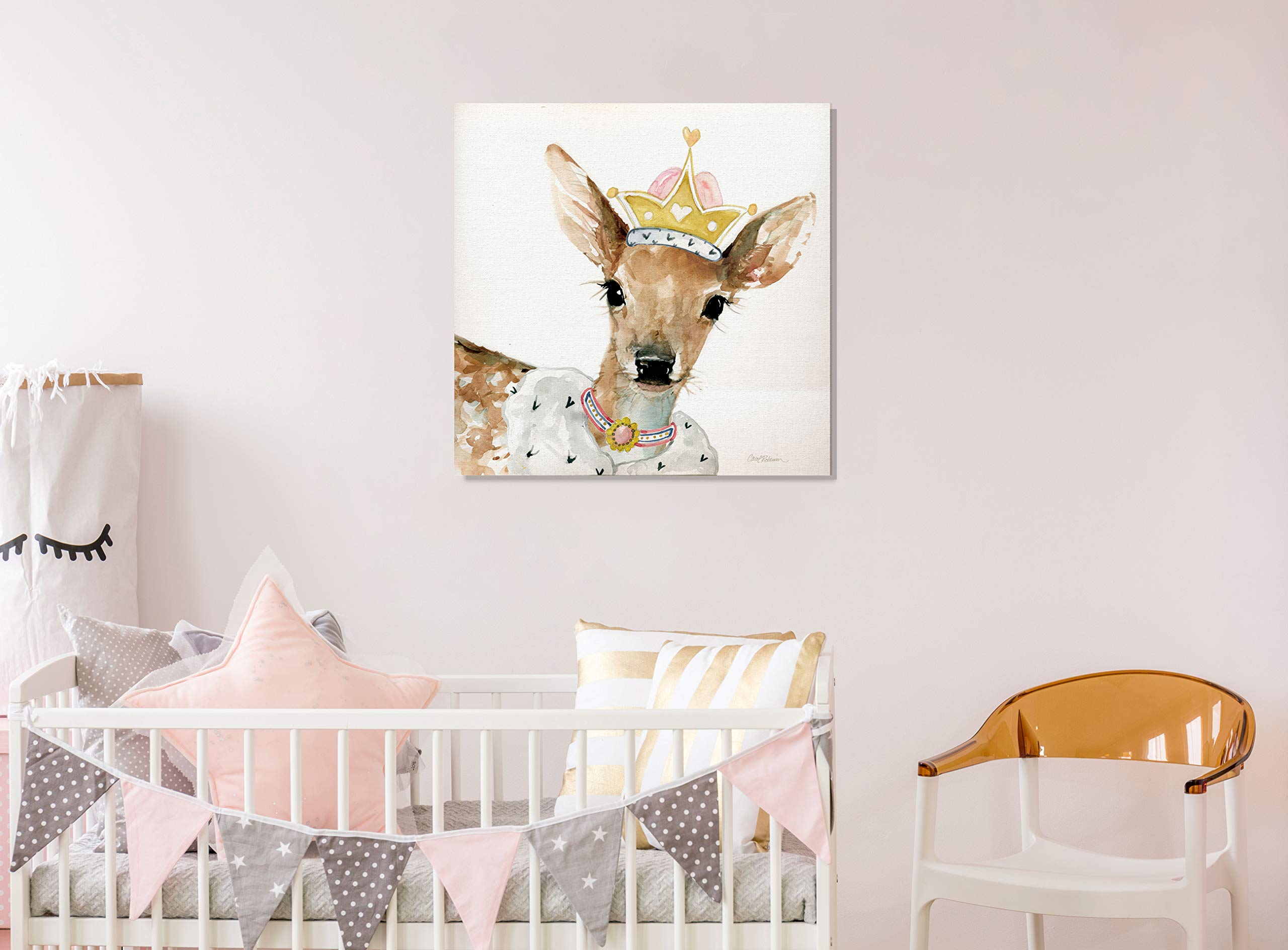 Glamour Girls Deer Animal Wall Art - 32x32 Inch Nursery Decor, Kids Room & Playroom Decorations - Perfect for Baby Girl's Room, Children's Bedroom & Play Area
