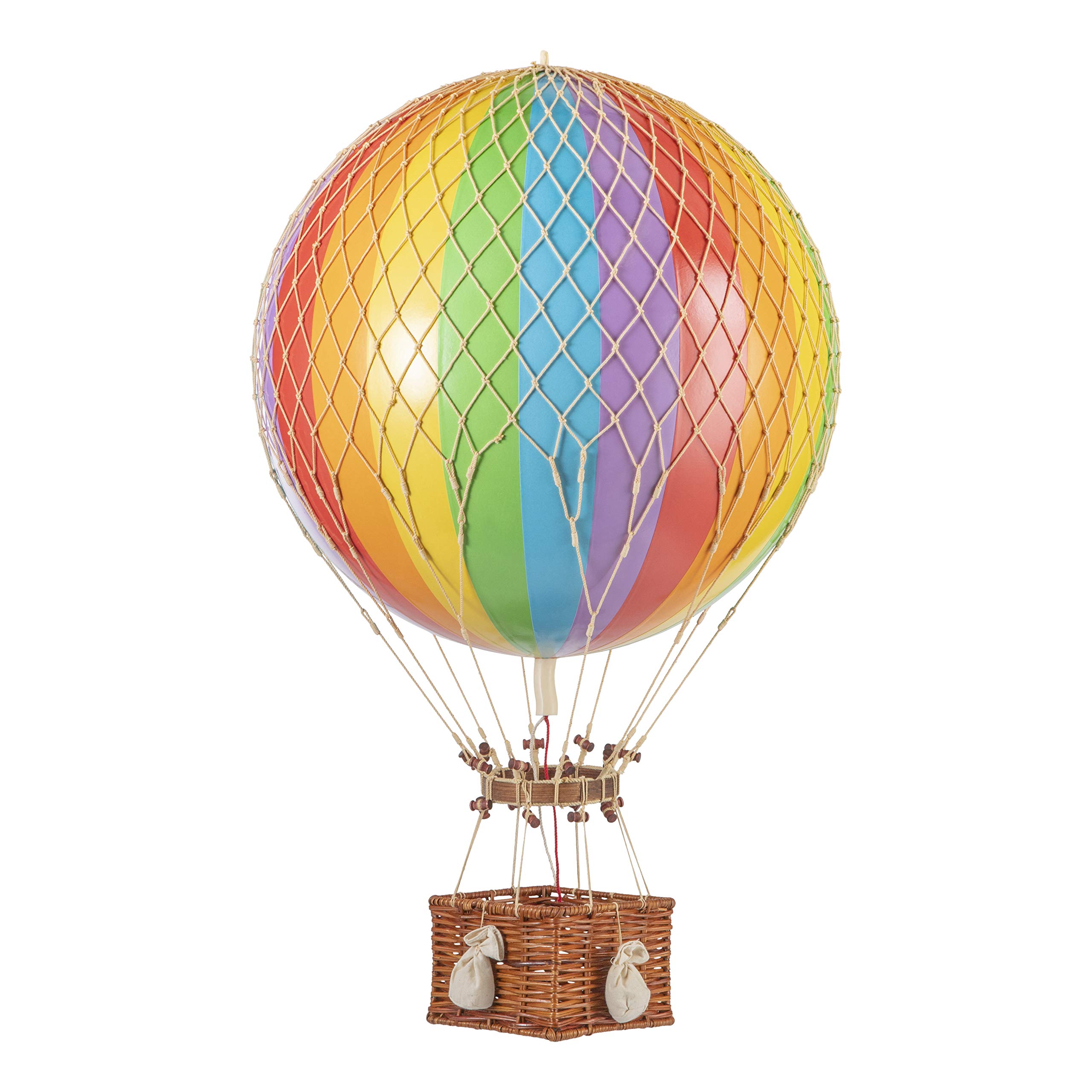 Authentic Jules Verne Hot Air Balloon Model - 27.6 Inch Vintage Hanging Home Decor | Detailed Historic Ceiling Decoration for Living Room, Bedroom & Nursery | Rainbow Color Theme