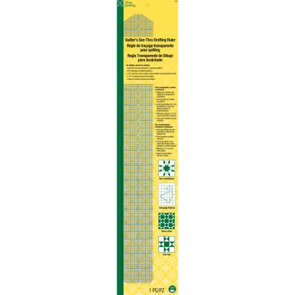DRITZ Quilter's See Thru Drafting Ruler - 12 Inch Transparent Sewing Ruler for Precise Quilting, Patchwork & Crafting | Perfect for DIY Projects, Fabric Measuring & Design Planning