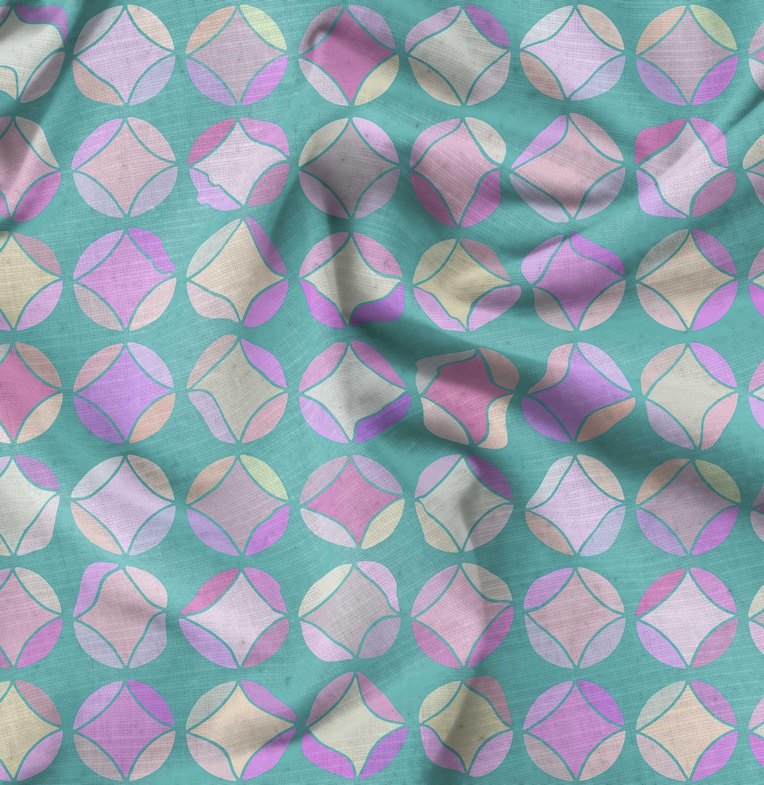 Soimoi Moss Green Georgette Fabric by The Yard - 42 Inch Wide - Circle Art Geometric Printed Textile for Dresses, Curtains & Home Decor | Fashion & Interior Design Material