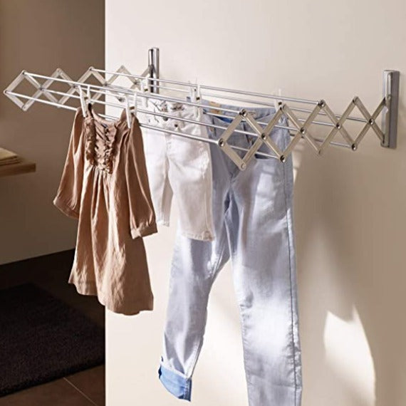 Smart Platinum Clothes Drying Rack - Adjustable Size for Laundry Room, Balcony & Small Spaces - Foldable & Space Saving Design