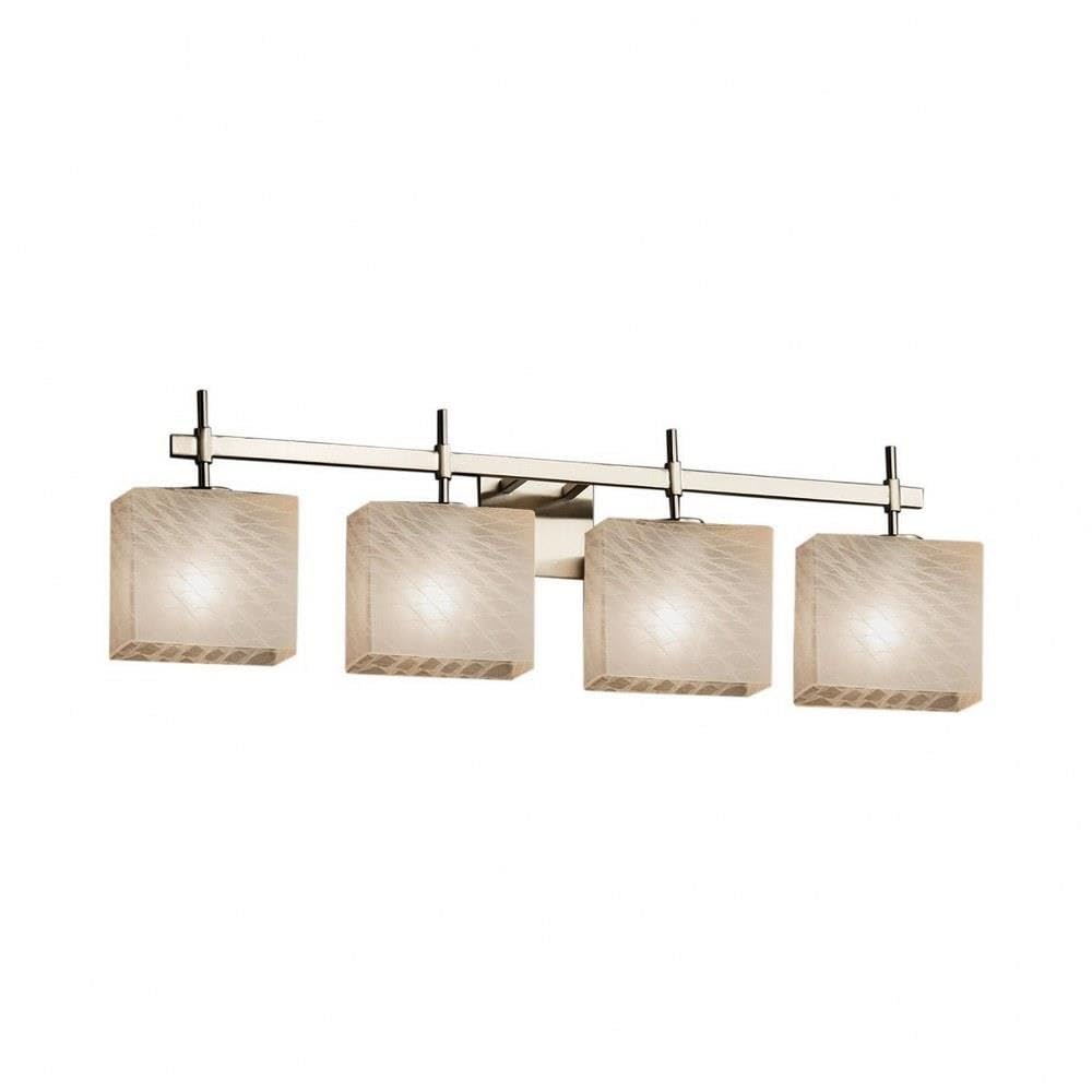 FSN-8414-55-WEVE-NCKL-LED4-2800 Union 4 Rectangle LED Bathroom Light Fixture - Brushed Nickel Finish - 2800K Warm White - Perfect for Modern Bathroom Vanity Lighting & Shower Illumination
