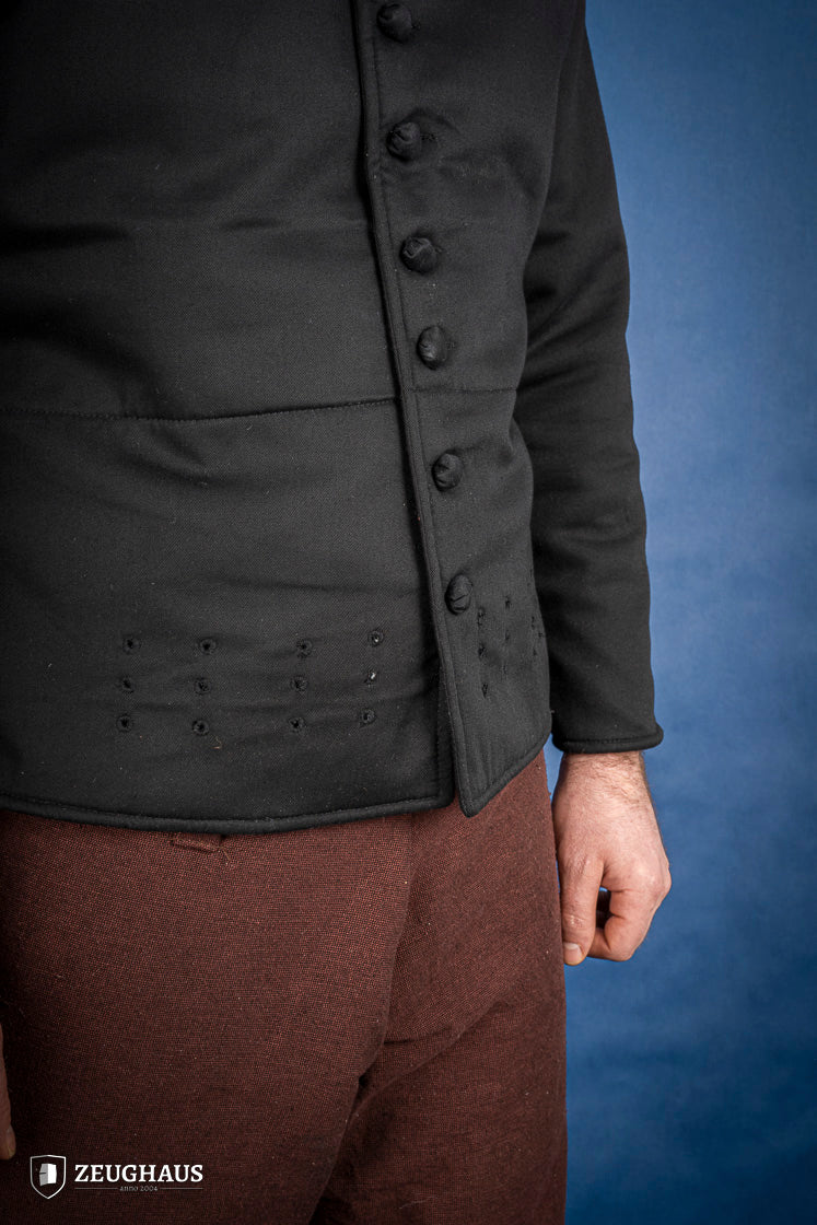 Black Arming Doublet - Medieval Renaissance LARP Costume for Cosplay & Historical Reenactment