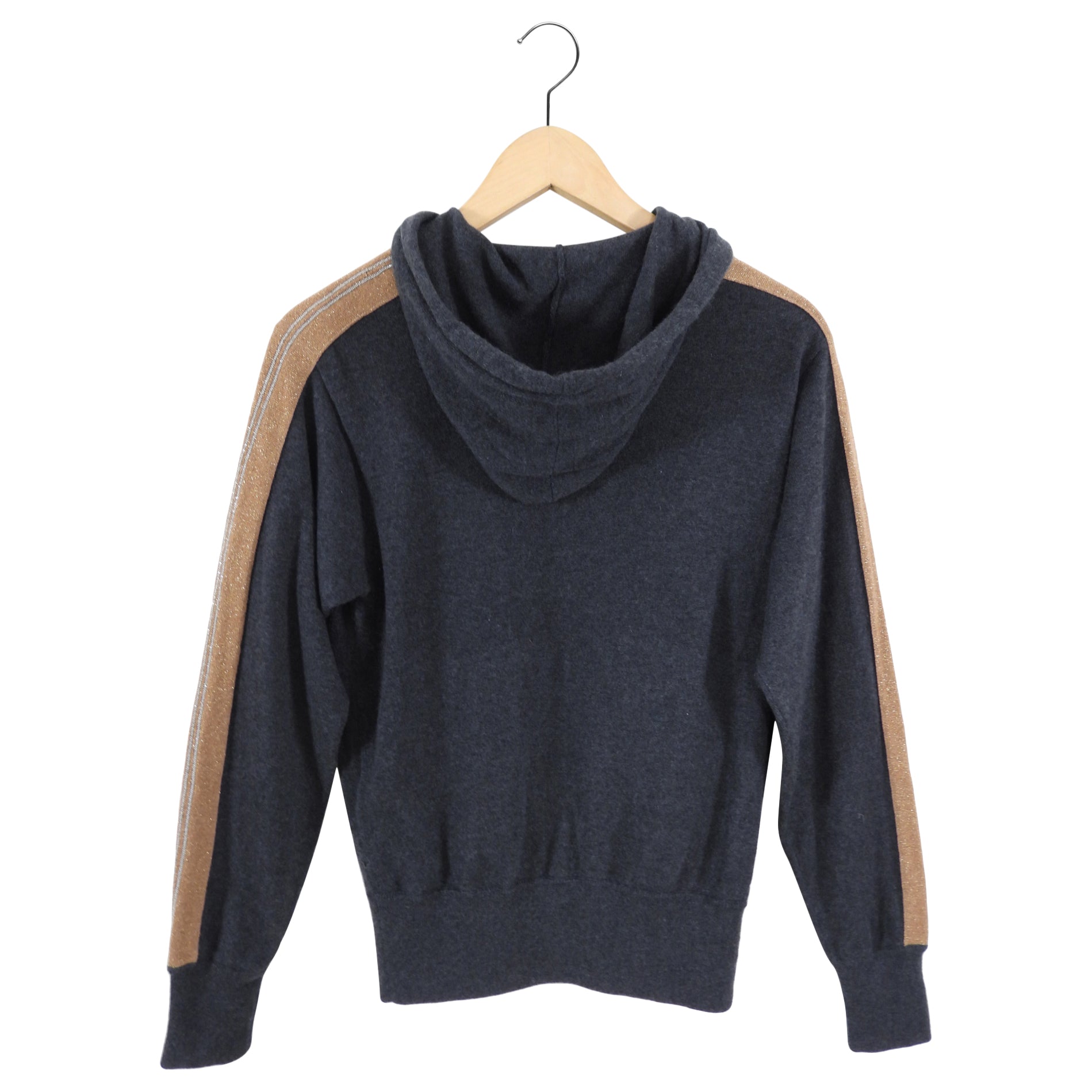 Brunello Cucinelli Grey & Copper Cashmere Hoodie for Women - Soft Luxury Pullover Sweatshirt for Casual Wear & Winter Fashion