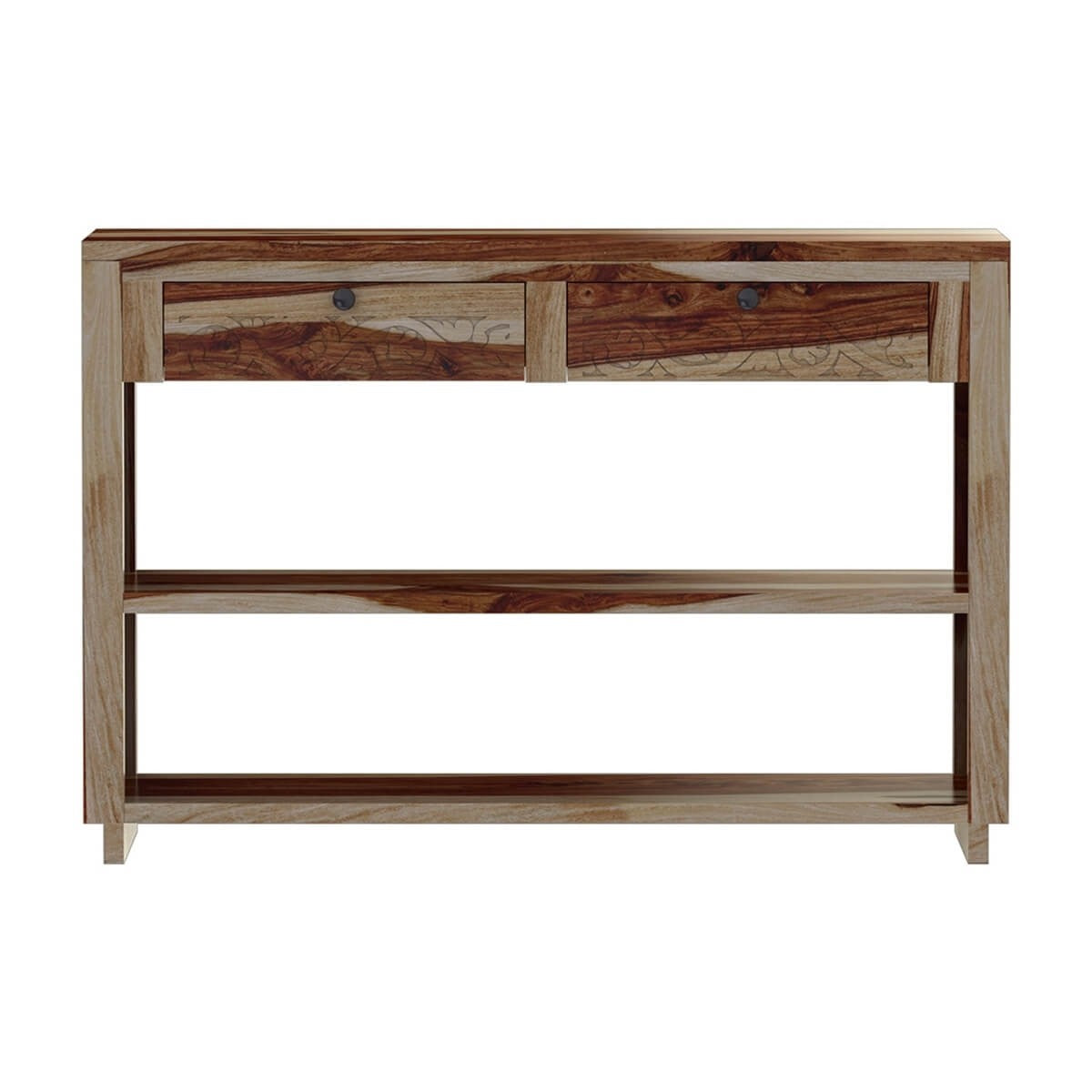 Rustic Solid Wood Entryway Console Table with 2 Drawers - Farmhouse Style Hallway Table for Foyer, Living Room & Home Decor | Dallas Ranch Collection