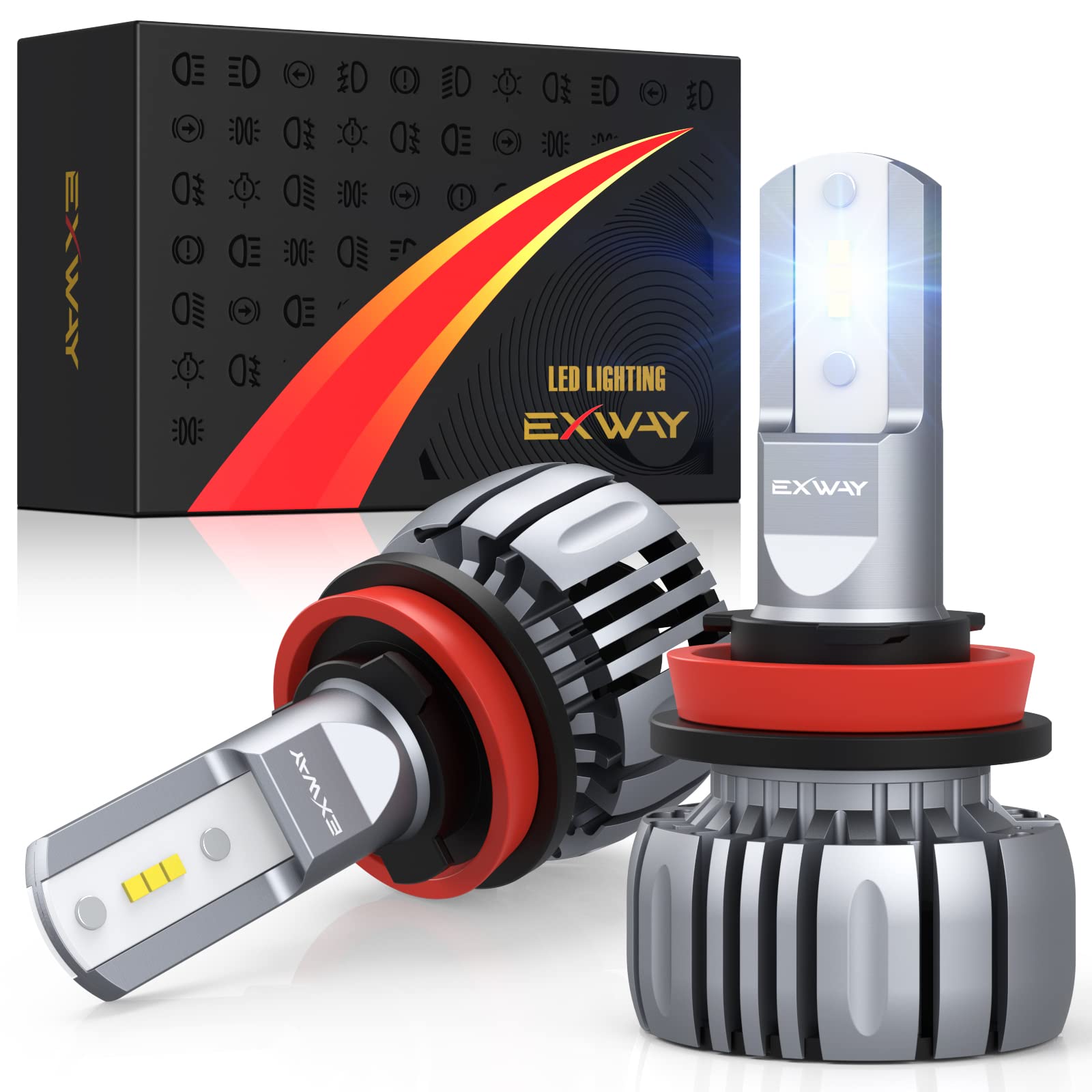Exway H11 LED Headlight Bulbs - Super Bright 6500K for Cars & Trucks