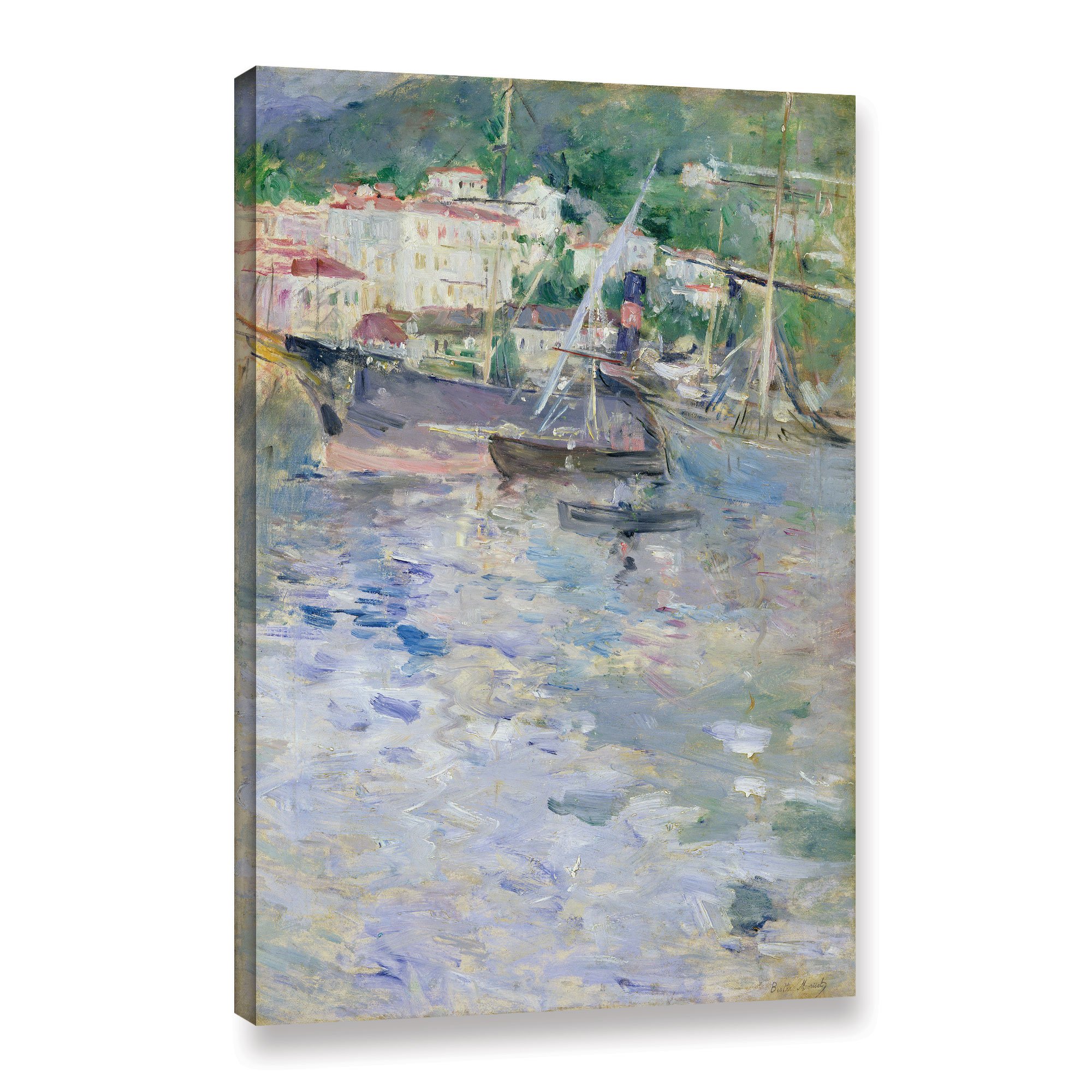 Berthe Morisot 'The Port, Nice, 1882' Gallery Wrapped Canvas Art Print - 24x36 Inches, Famous Impressionist Painting, Wall Decor for Living Room, Bedroom & Office
