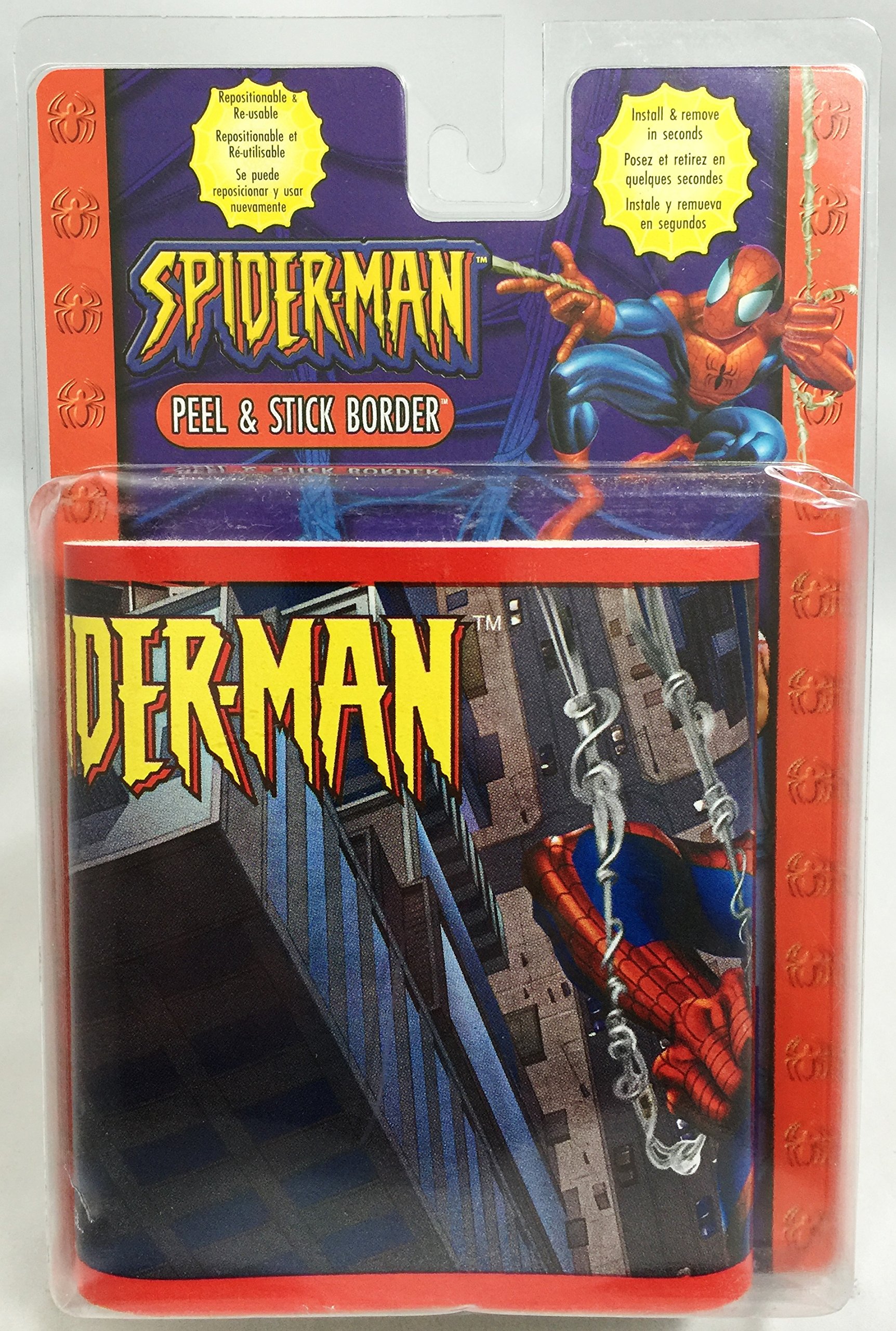 RoomMates WT1058BCS Spiderman Peel and Stick Wall Border - 5 Yards, Easy to Apply & Remove, Perfect for Kids Bedroom, Playroom, or Superhero Themed Party Decor
