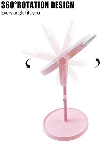 Agabani Round Makeup Mirror with Cat Ears - 180° Swivel Vanity Mirror for Bathroom & Bedroom (Pink, Framed, Tabletop) | Perfect for Applying Makeup, Skincare & Hair Styling