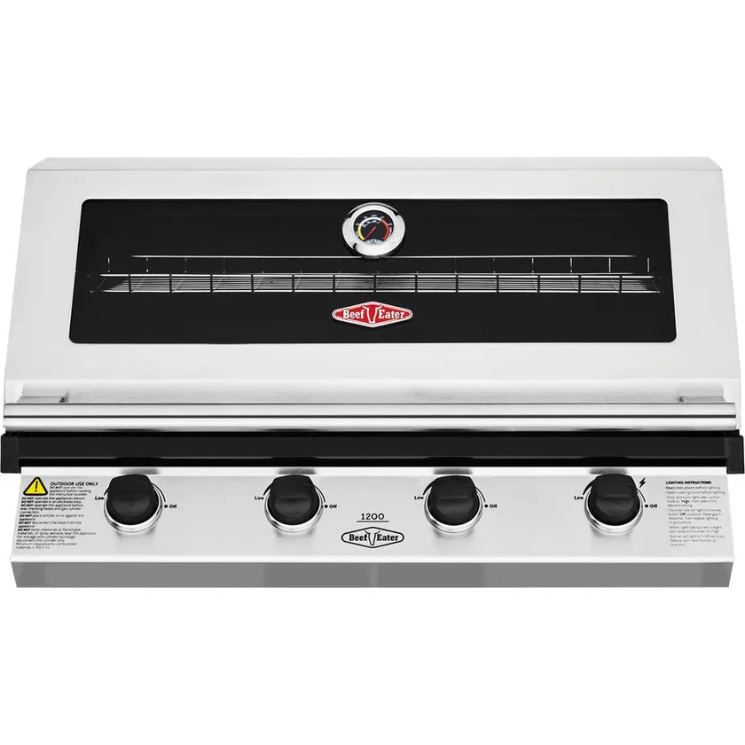BeefEater BBG1240SB 1200 Series 4 Burner Built-In BBQ Grill - Outdoor Gas Grill for Backyard, Patio & Garden Cooking | Stainless Steel Construction