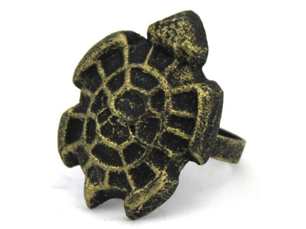 Hampton Nautical Gold Cast Iron Turtle Napkin Ring Set - 2 Inch Decorative Tableware for Beach Themed Dinner, Wedding, and Coastal Home Decor