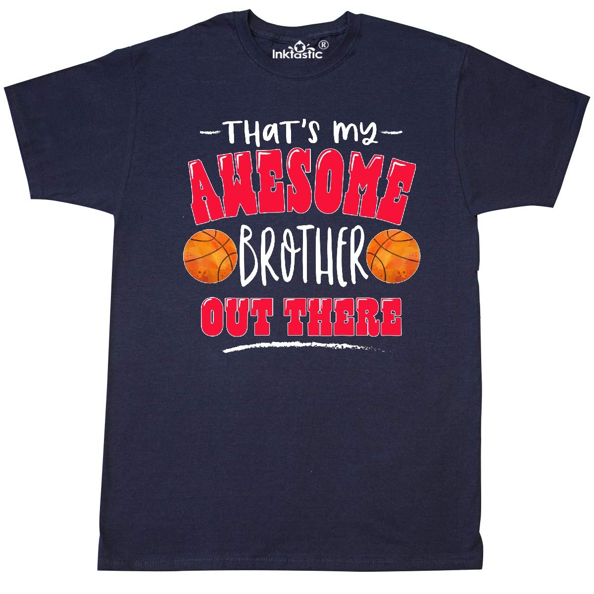 Inktastic That's My Awesome Brother Basketball Design T-Shirt - Comfortable Casual Wear for Siblings, Sports Fans & Family Gifts