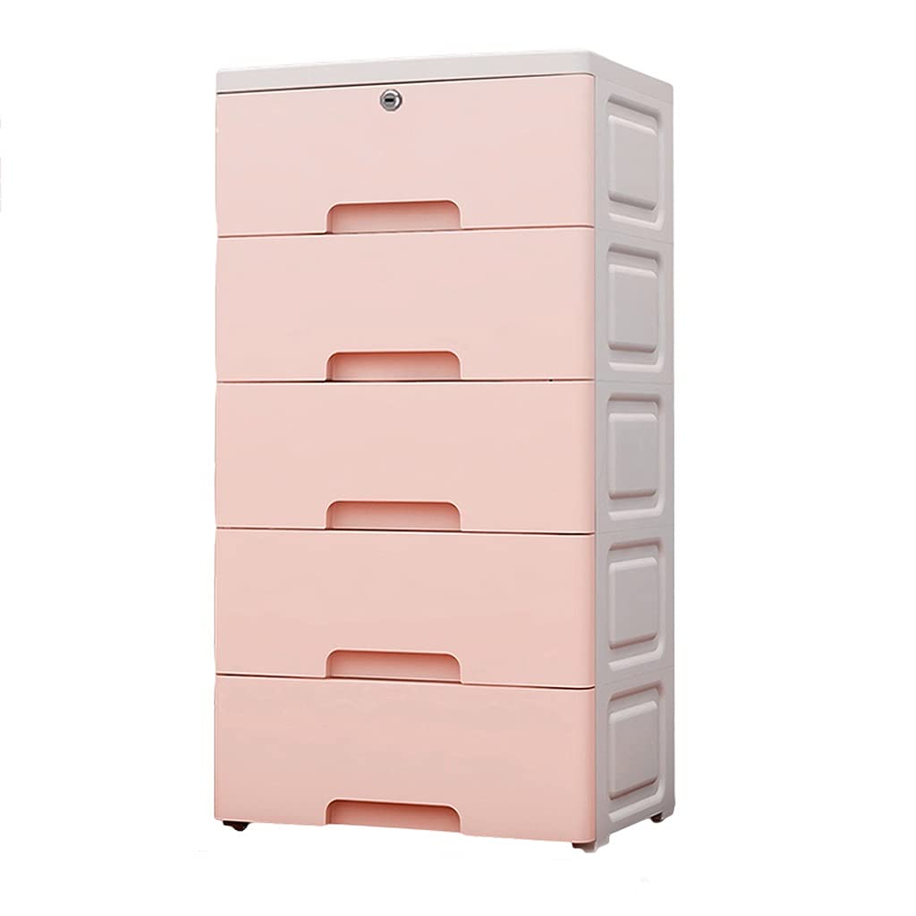 Pink 5-Layer Plastic Storage Cabinet with Multi-Drawer for Kids - Organize Toys, Clothes & School Supplies - Perfect for Bedroom, Playroom & Classroom Organization