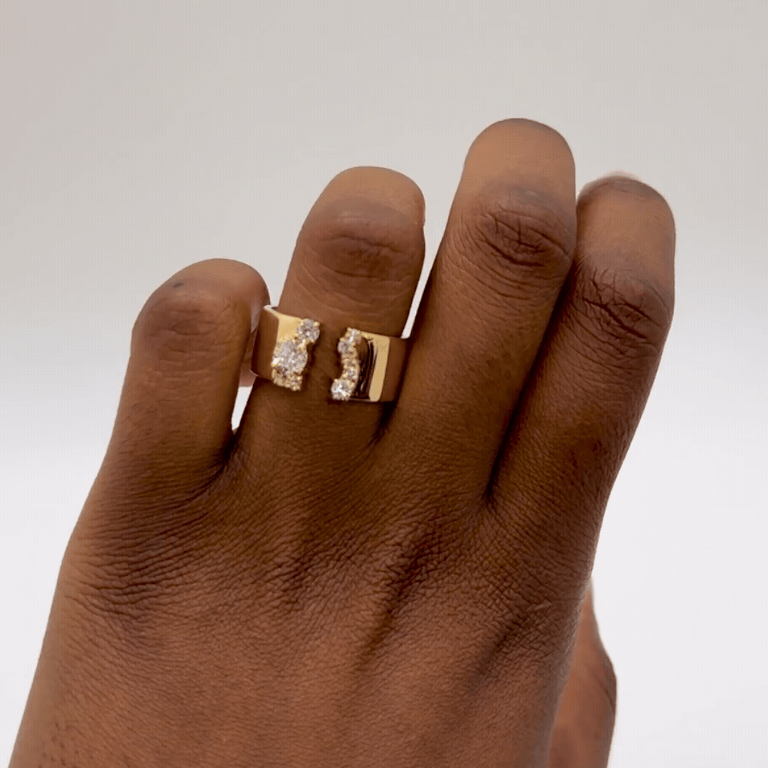 Cluster Gap Ring for Women - Minimalist Stackable Ring Set - Dainty Gold & Silver Rings for Layering - Perfect for Everyday Wear, Gifts & Special Occasions