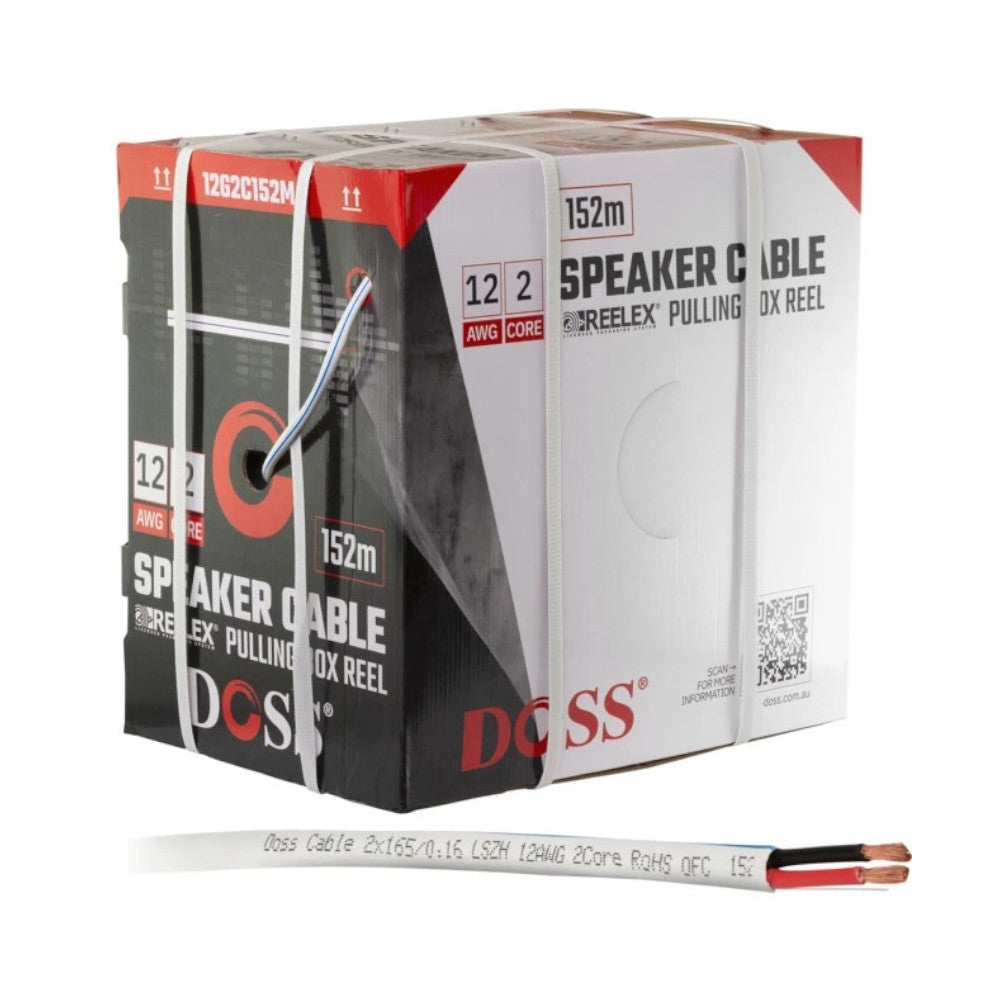 Doss 2 Core 12AWG Speaker Cable 152m Drum - High Quality Audio Cable for Home Theater, Studio, and Professional Sound Systems