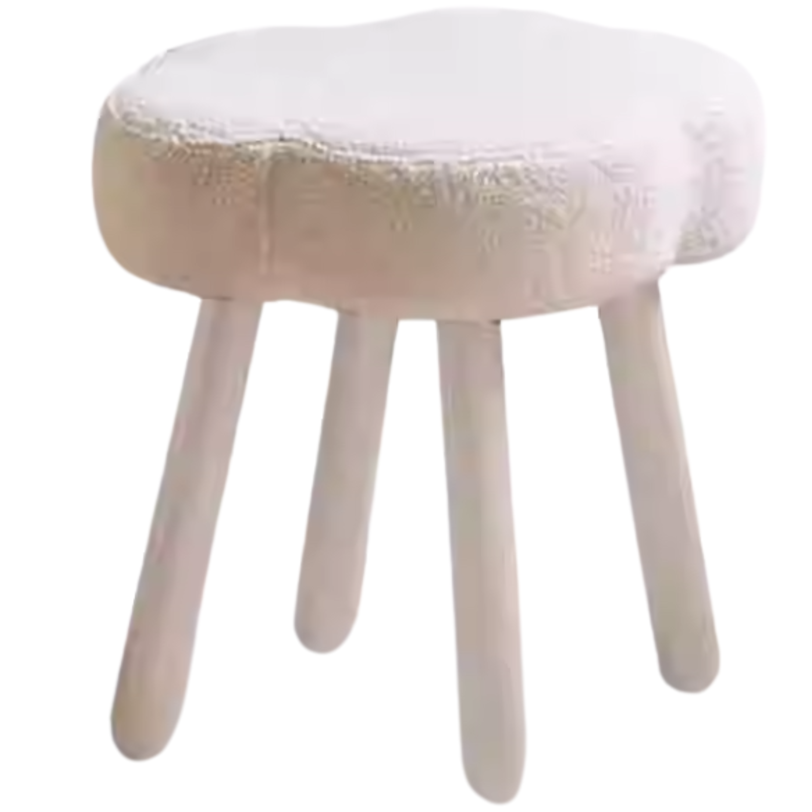 Solid Wood Makeup Stool - Beech & Birch with Lamb Velvet Upholstery | Cloud-Shaped Seat for Vanity, Dressing Room & Bedroom Decor