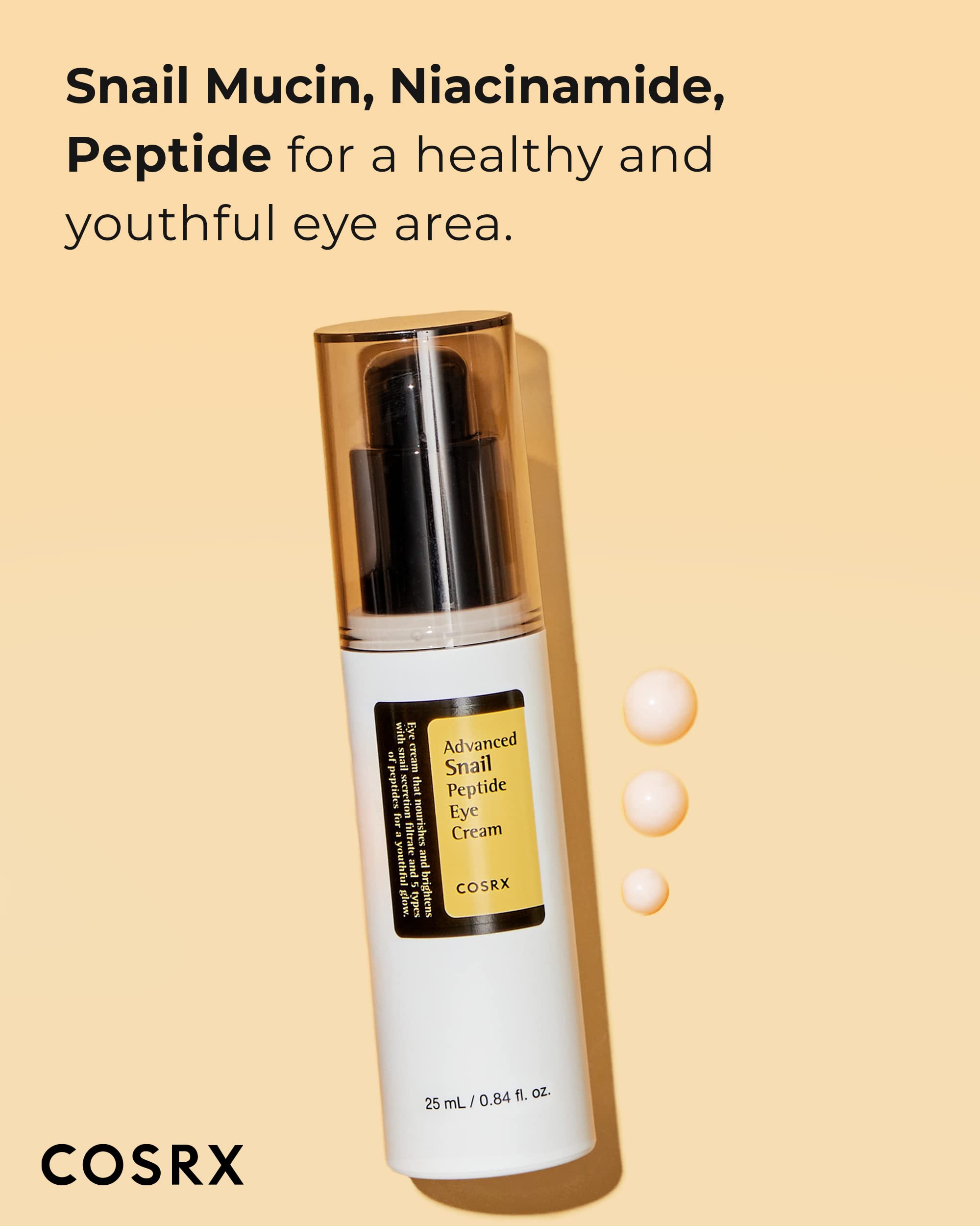 COSRX Snail Eye Cream with Peptide & Niacinamide for Dark Circles & Anti-Aging | Korean Skincare