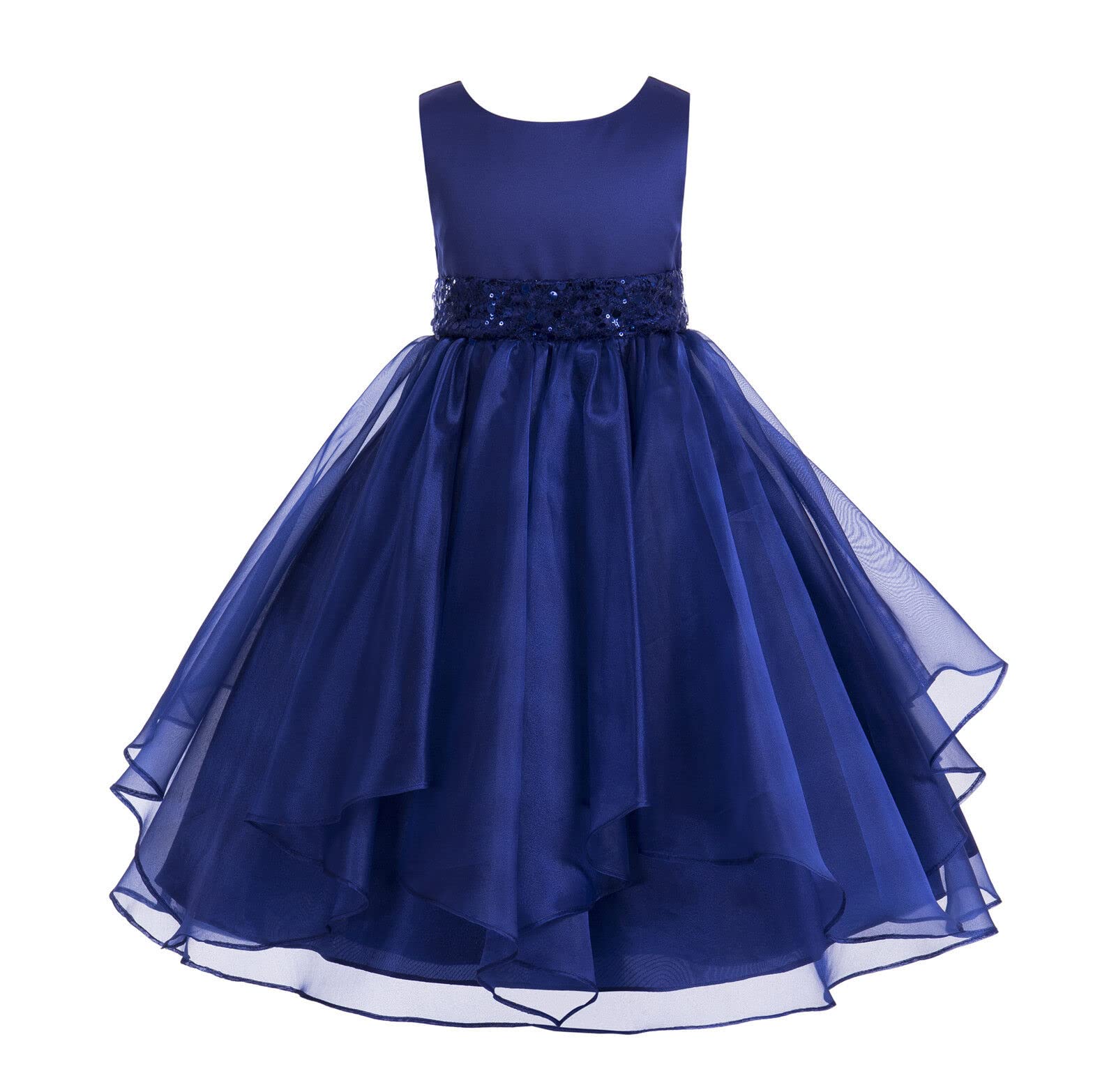 ekidsbridal Asymmetrical Ruffled Organza Sequin Flower Girl Dress for Toddlers - Perfect for Weddings, Pageants & Special Occasions