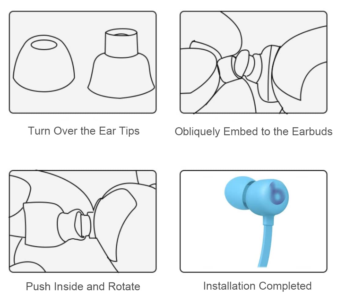 Soft Silicone Eartips for Beats Flex - 4 Pairs (S/M/L/D) - Blue | Noise Isolation & Comfort