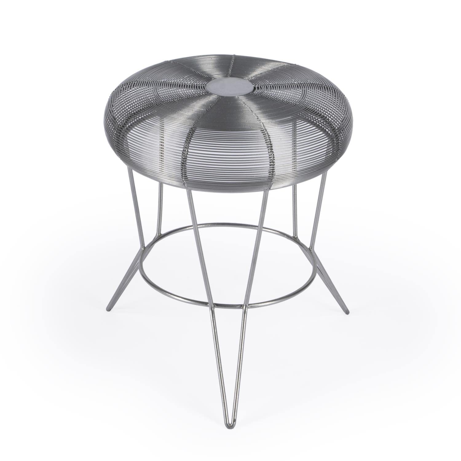 Butler Specialty Allen Dark Silver Wrought Iron Accent Table - Elegant Side Table for Living Room, Bedroom, or Office Decor