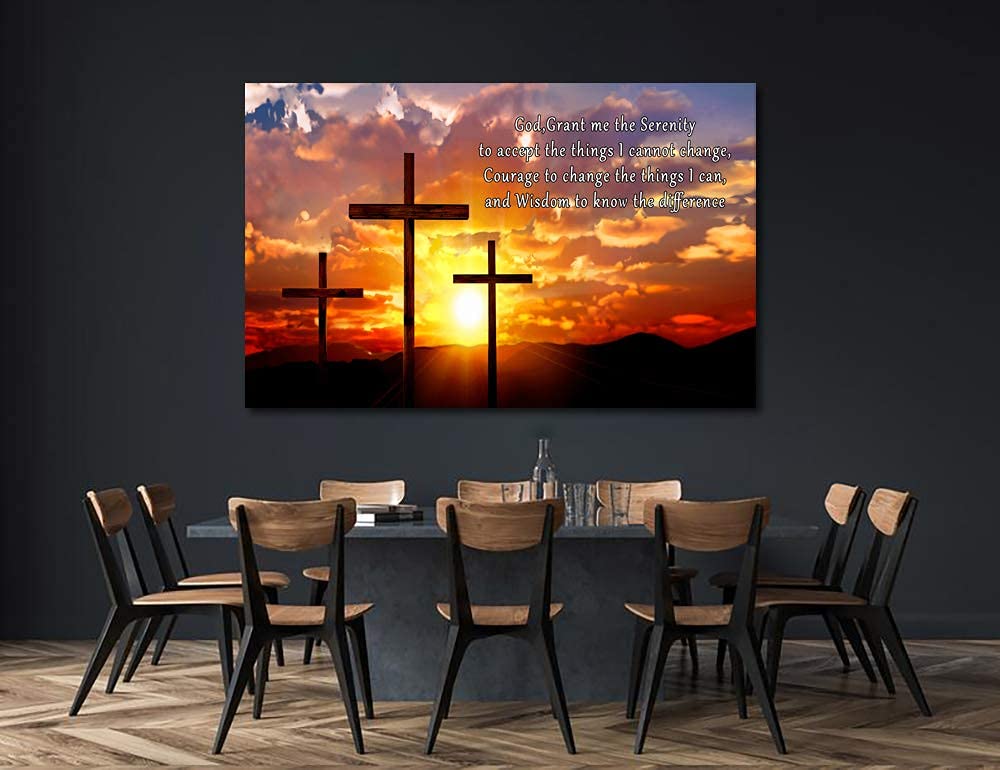 AMART SUN Bible Verses Canvas Wall Art - Christian Scripture Painting with Crosses - Large Framed Religious Decor for Home & Office - Ready to Hang Jesus Modern Artwork - Perfect for Prayer Rooms, Church Gifts & Faith-Based Interior Design