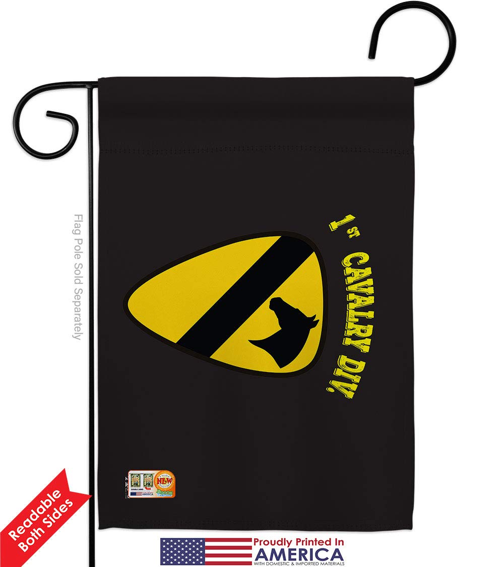 1st Cavalry Black Garden House Flags Kit - Double-Sided US Army Rangers Military Veteran Yard Banner (28x40 Inches) - Made in USA - Perfect for Patriotic Home Decor, Armed Forces Tribute & Outdoor Display