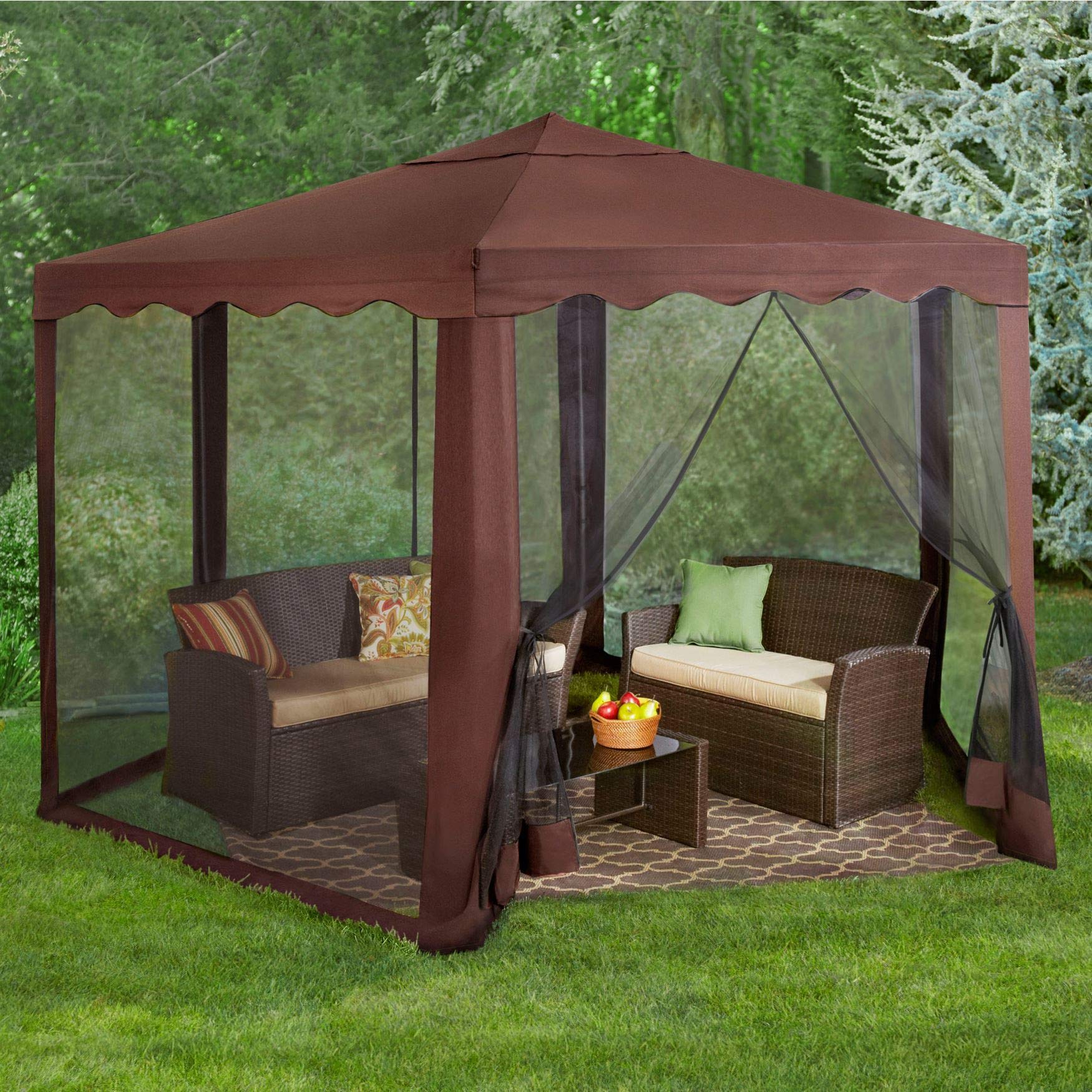 BrylaneHome 13' Hexagon Gazebo with Canopy - Weather-Resistant Outdoor Patio Cover for Backyard, Garden, and Poolside Relaxation (Chocolate Brown)