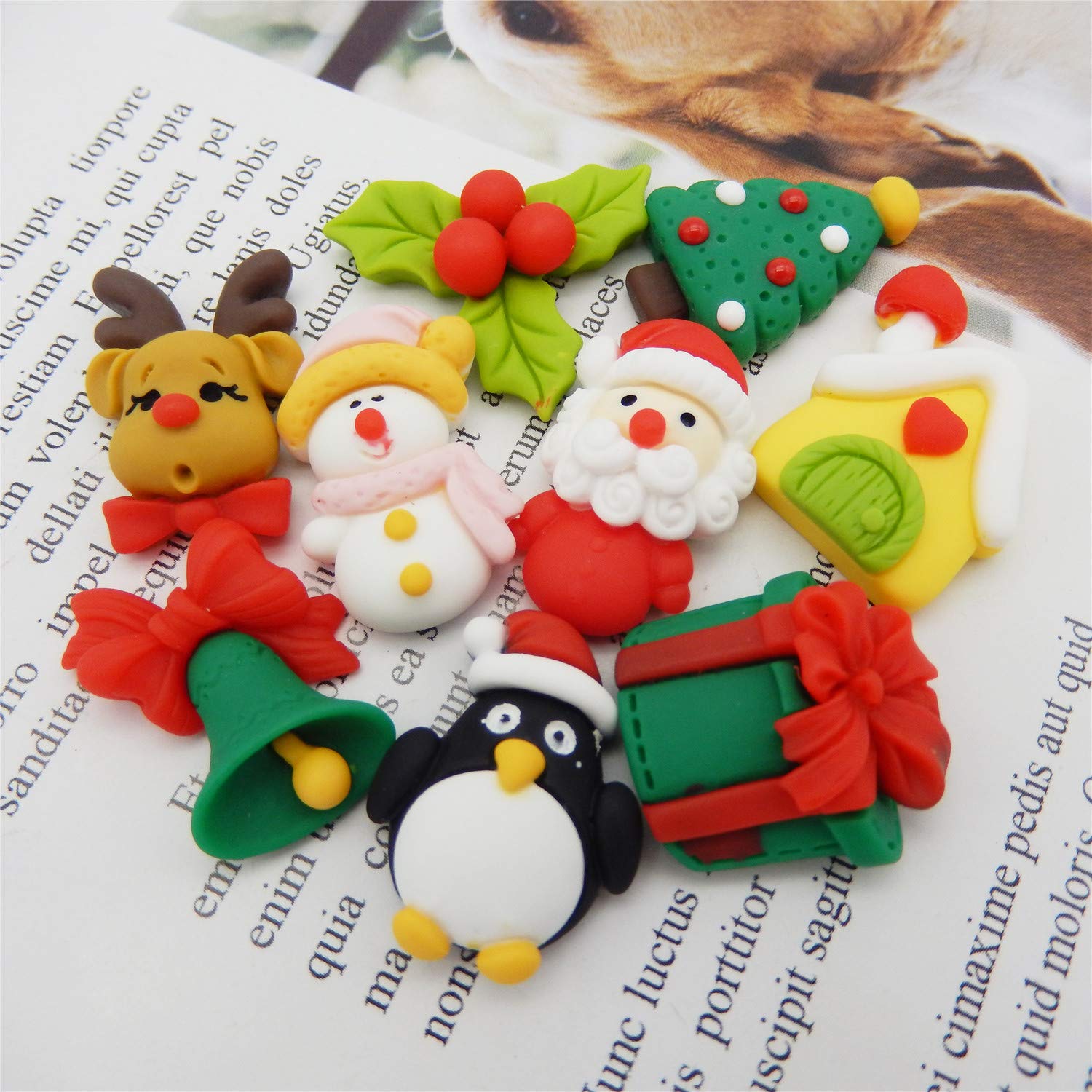 20-Pack Assorted Cartoon Christmas Series Matte Resin Flat Back Embellishments - DIY Scrapbooking, Card Making, Craft Decorations (2-3cm) - Perfect for Holiday Cards, Gift Wrapping & Home Decor