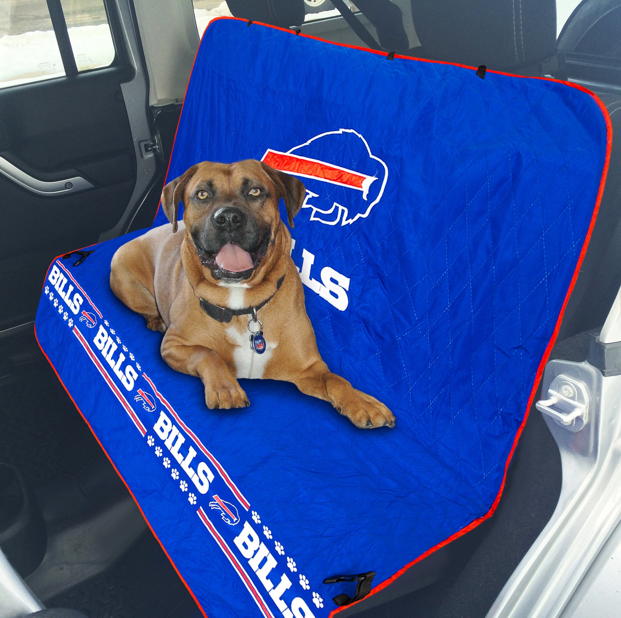 Official NFL Buffalo Bills Waterproof & Non-Slip Car Seat Cover - Best Licensed Pet Seat Protector for Dogs & Cats | Perfect for Football Fans & Pet Owners