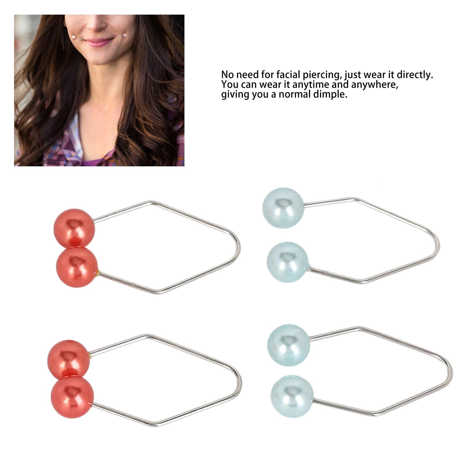 Dimple Maker Tool - Enhanced Smile Trainer for Face & Cheek Muscle Exercise - Portable Red & Blue Design - Perfect for Facial Yoga & Beauty Enhancement