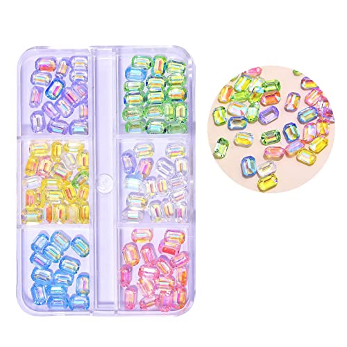 Romoty Nail Art Sticker Cube - 2022 New Sugar Diamond Super Flash Candy Small Square Rectangular Crystal Green Ice Cube Nail Jewelry for DIY Manicure, Nail Salon, Party & Wedding Decorations