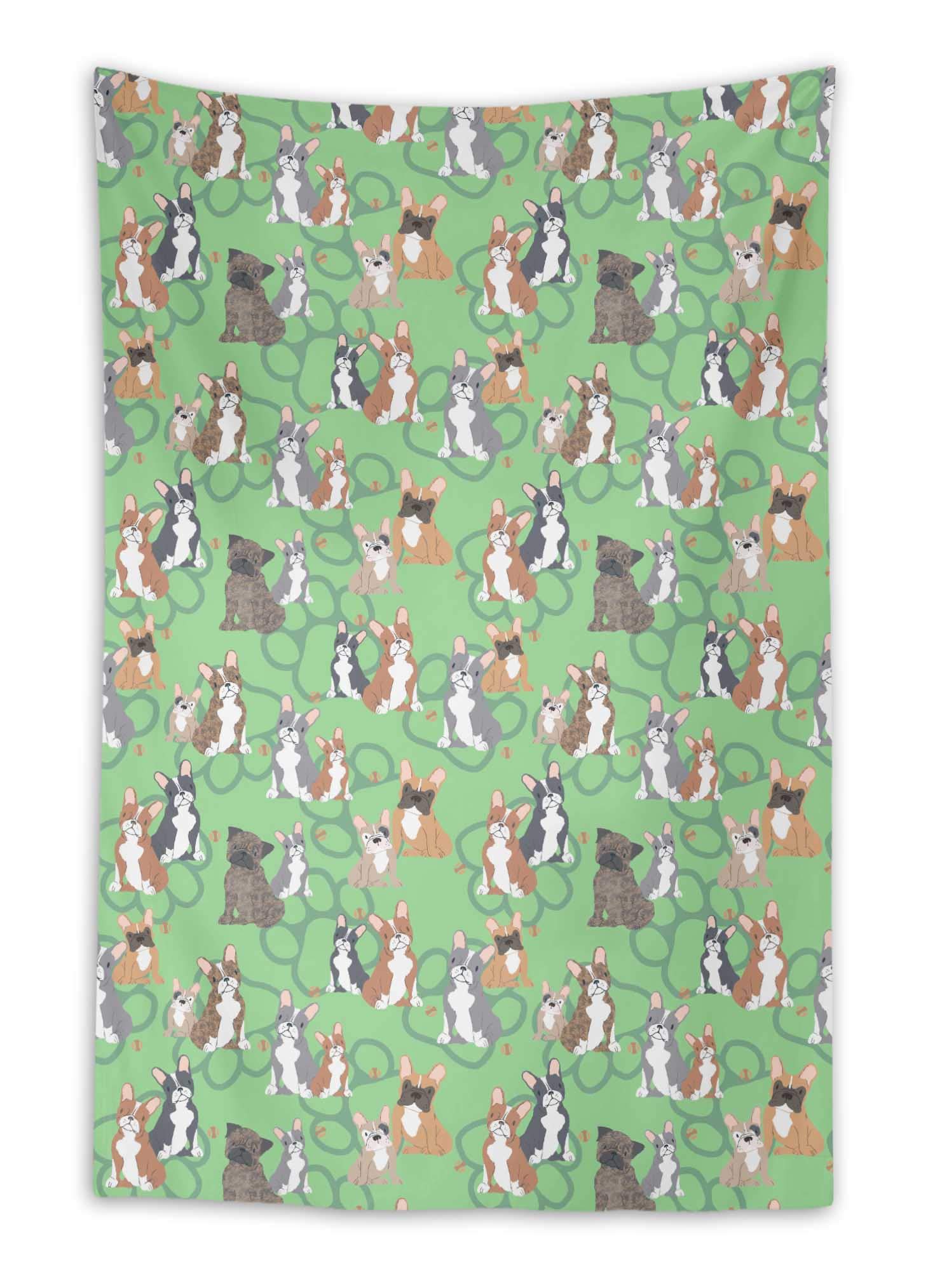 Stylish Green Dogs & Paw Print Tapestry Wall Decor - 58 x 58 Inches for Bedroom, Living Room, Dorm - Perfect for Pet Lovers & Home Decoration
