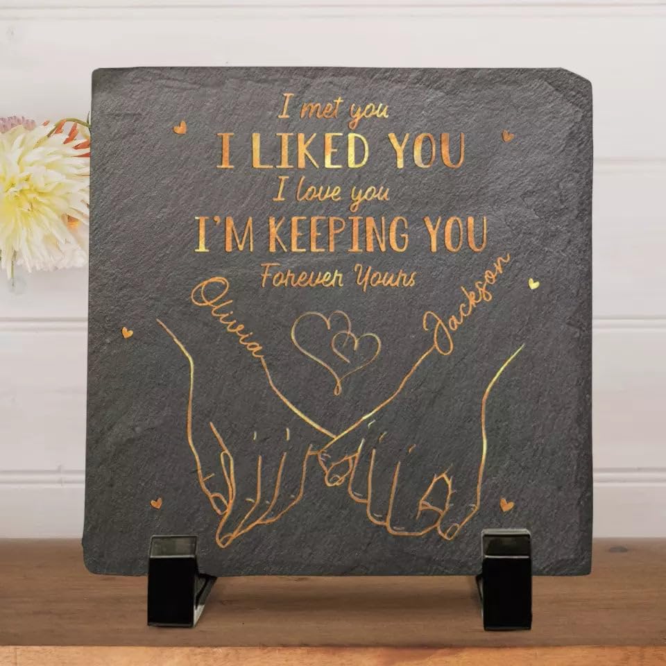 Custom Photo Couple Square Stone - Personalized Valentine's Day, Anniversary & Birthday Gift for Couples - Romantic Mr & Mrs Present for Husband & Wife - Perfect for Home Decor, Wedding Keepsakes & Romantic Surprises