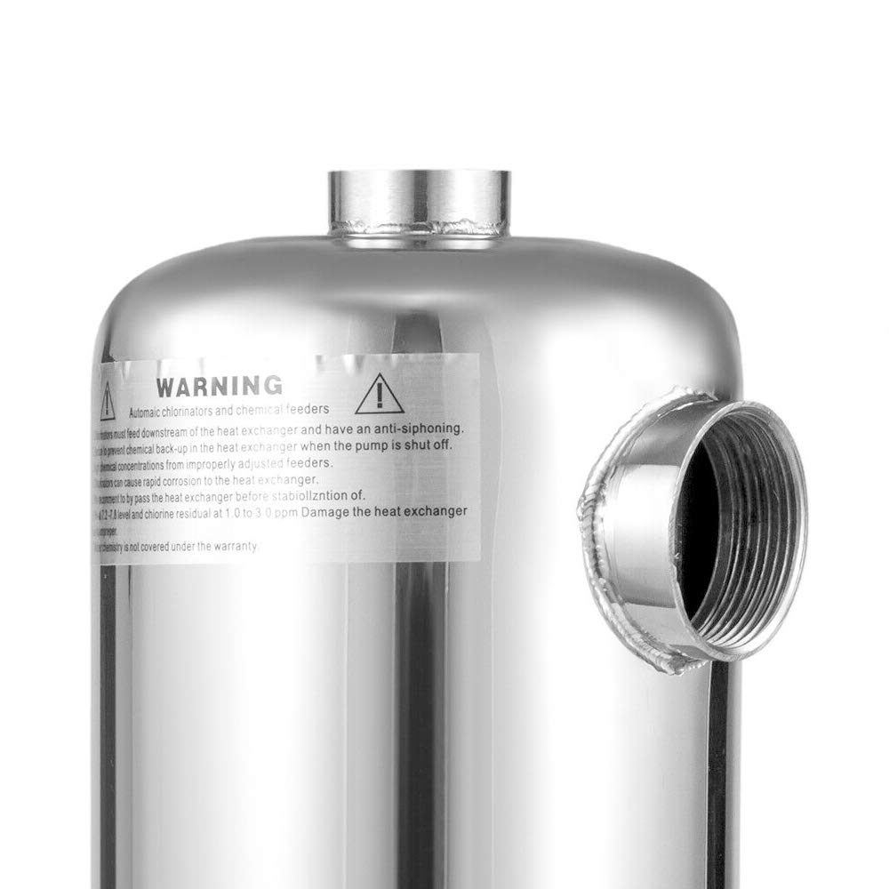 Gdrasuya10 304 Stainless Steel Pool Heat Exchanger - 135K BTU Smart-Heat Tube Shell Design for Sauna & Swimming Pools | Quick Installation, Whole Body Heating Solution | Perfect for Spa, Hot Tub & Home Wellness Systems