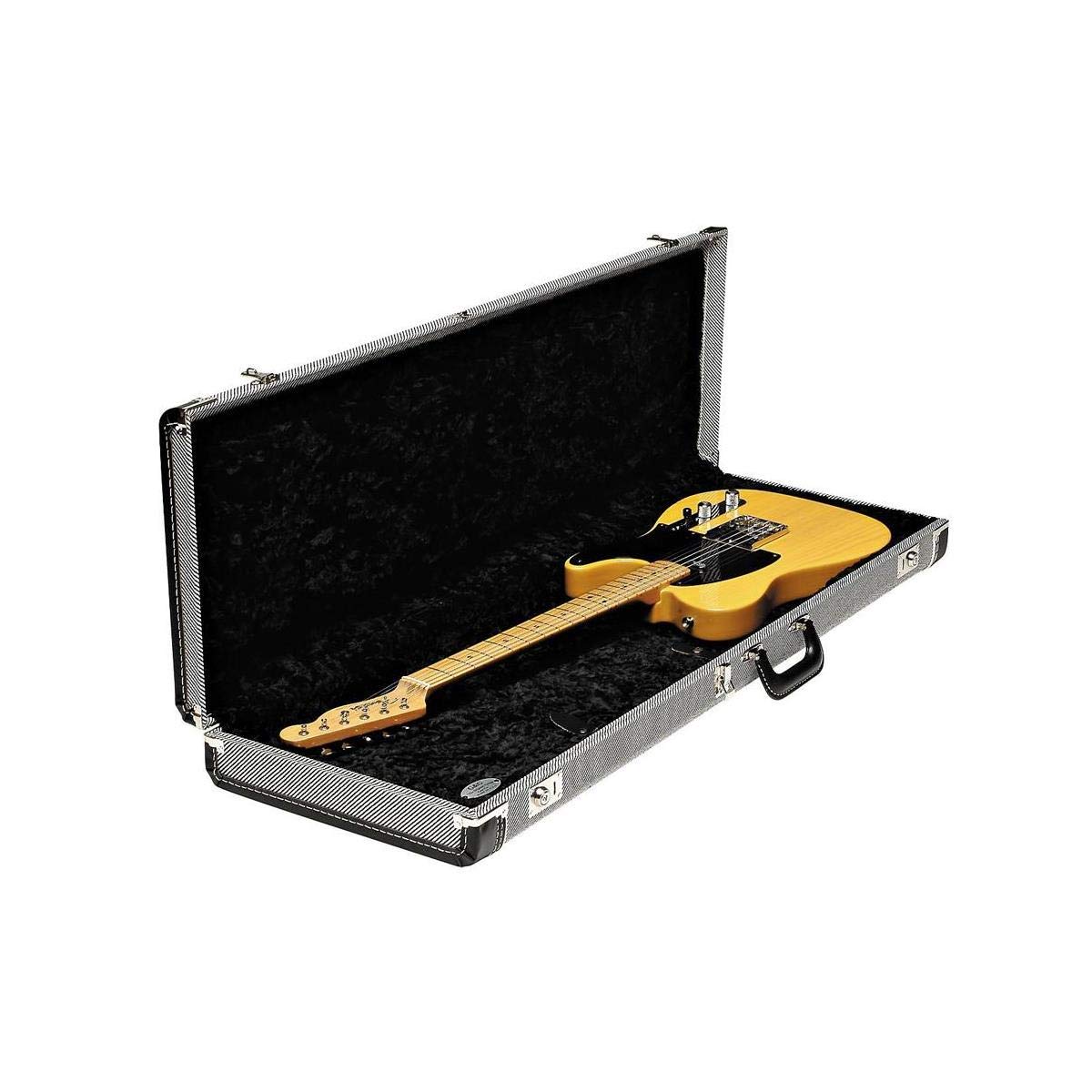Fender Deluxe Strat/Tele Guitar Case - Black Tweed Exterior with Black Interior | Durable Protection for Electric Guitars | Perfect for Gigging, Travel & Storage