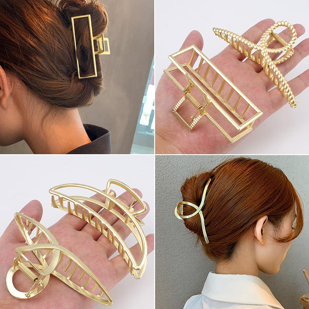 Butterfly Hair Clips for Thick Hair - Non-Slip Metal Claw Clips for Women (Light Gold) - Perfect for Long Hair Styling