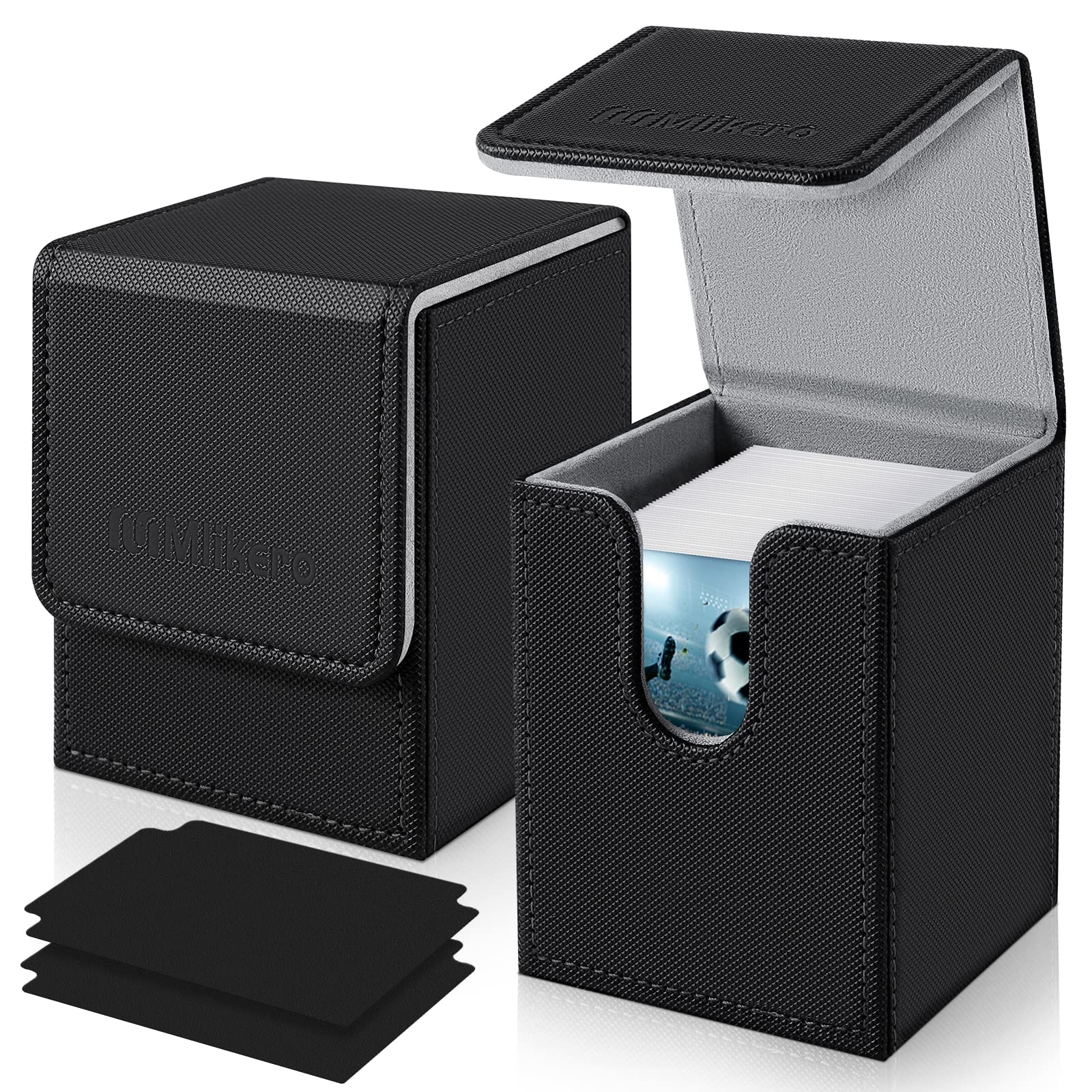 Mlikero 2 Pack Leather Magnetic Card Deck Box - Holds 200+ Single Sleeved MTG/TCG Cards with 2 Dividers | Premium Commander Deck Storage for Magic The Gathering, Pokemon & Trading Card Games | Perfect for Game Nights, Travel & Collectors