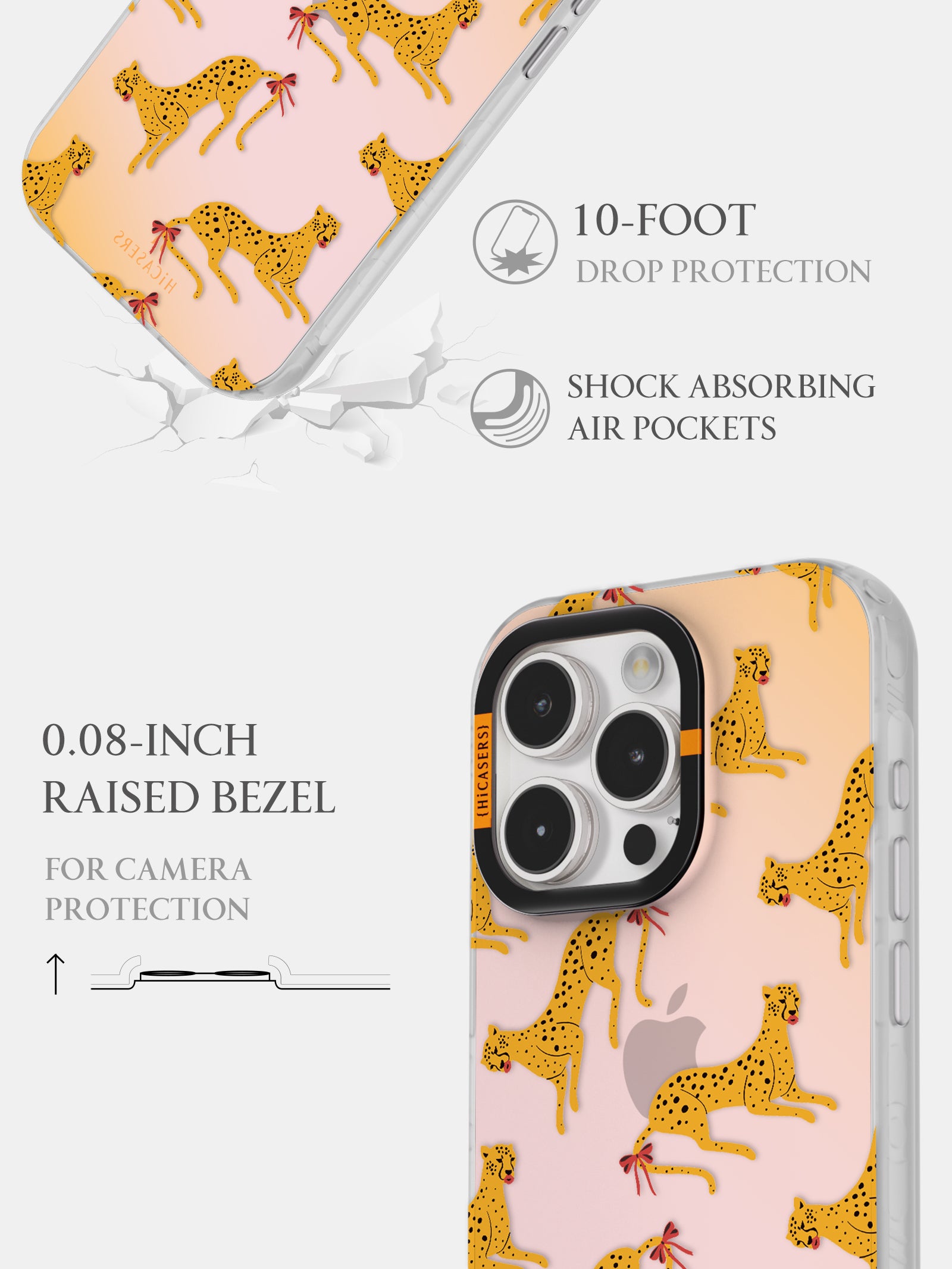 Cheetah Print iPhone Case with Glossy Lips Design - Iridescent Pink Phone Cover for Women, Girls | Trendy & Stylish Accessory for Everyday Use, Parties & Gifts
