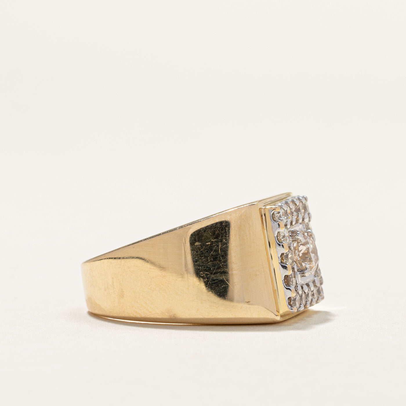 Diamond Cluster Square Signet Ring for Women | 0.43ct & 0.56ctw | Size 9 | Elegant Jewelry Gift for Anniversary, Wedding & Special Occasions