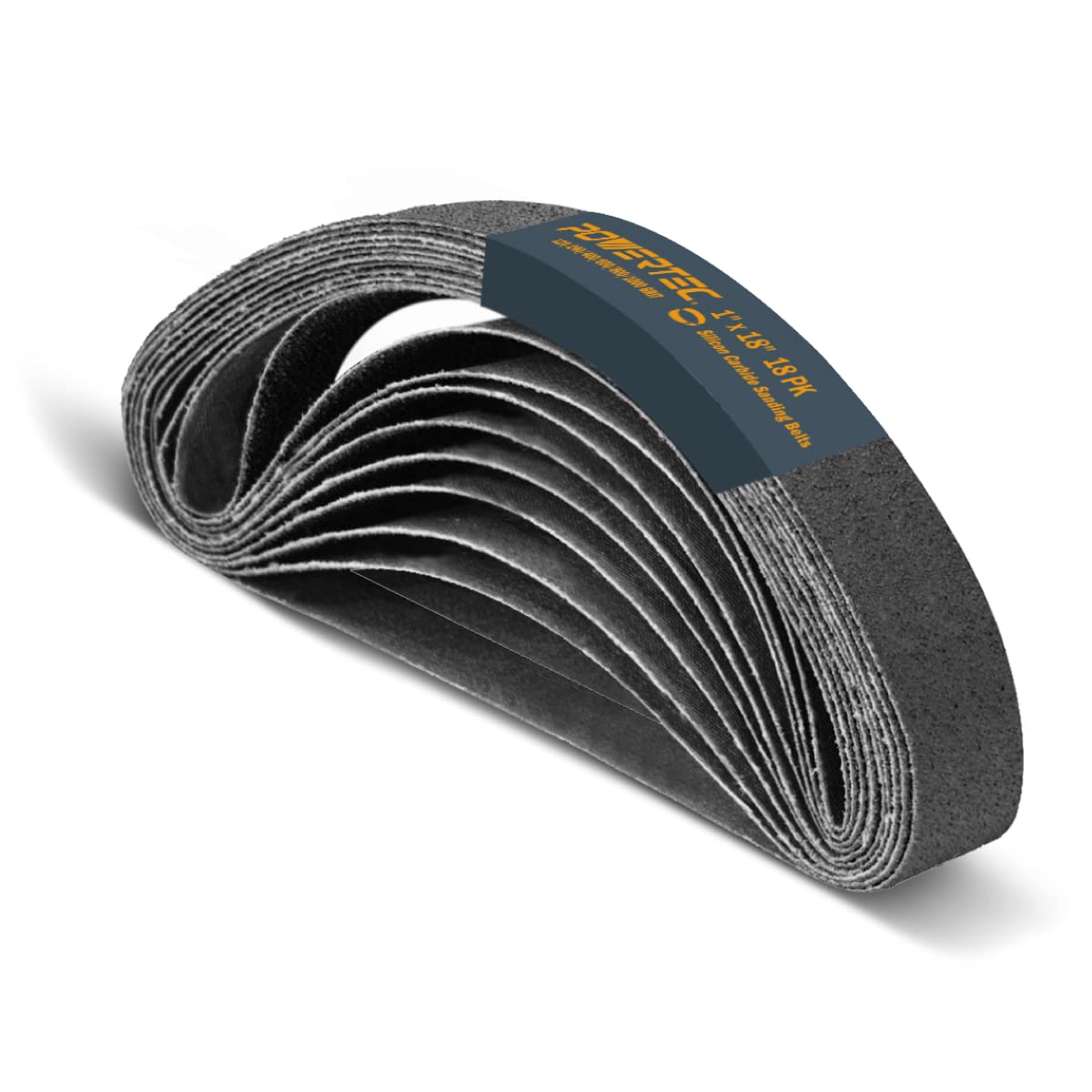 POWERTEC 46003 18-Inch Sanding Belts Kit - 18PK Assorted Grits (120/240/400/600/800/1000) Silicon Carbide Knife Sharpening Belts for Work Sharp WSSAKO81112 Blade Grinder - Perfect for Woodworking, Metal Polishing & Knife Sharpening