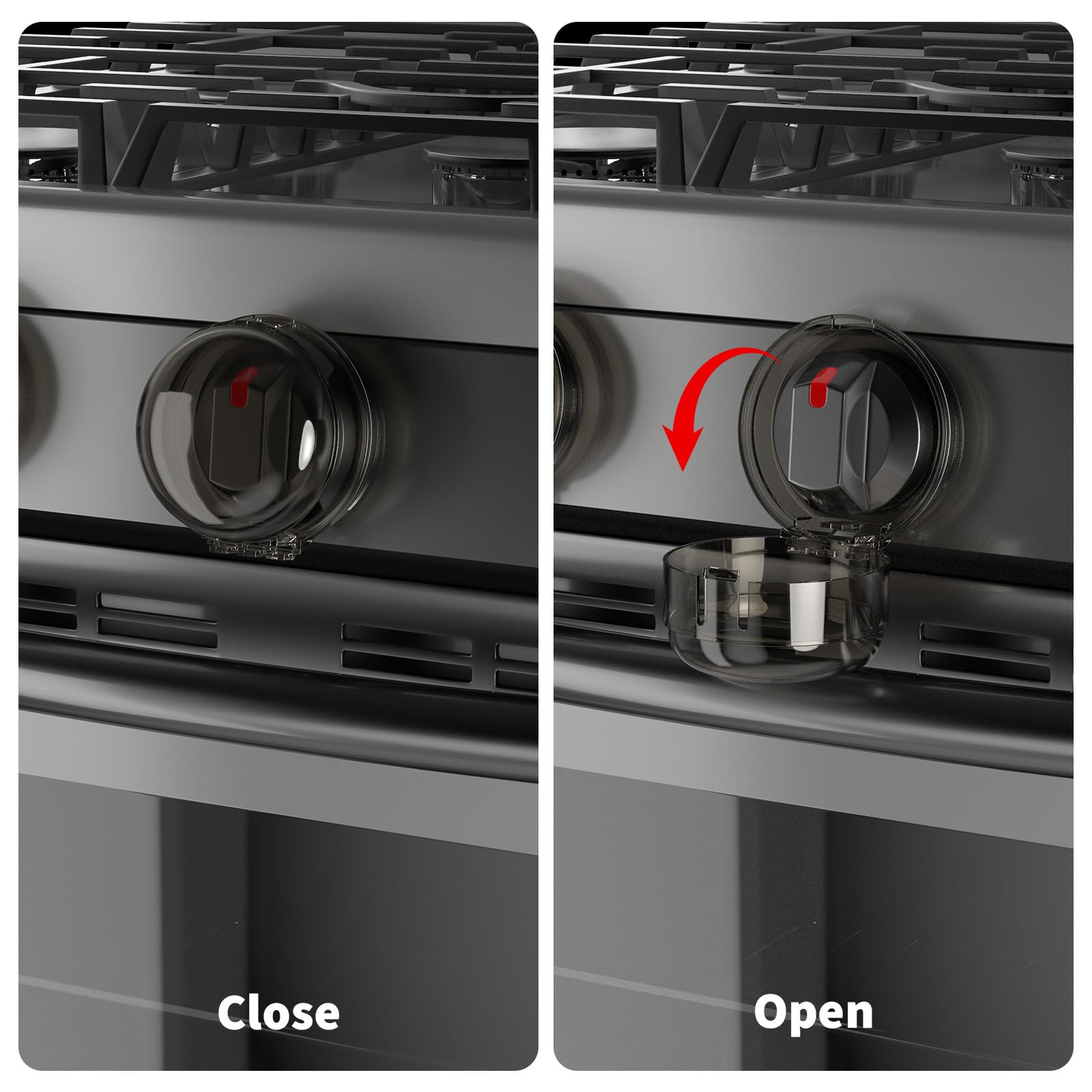 6Pcs Clear View Stove Knob Covers - Universal Gas & Electric Oven Knob Protectors (6x6x4cm) for Child Safety in Kitchen - Perfect for Homes with Toddlers & Pets