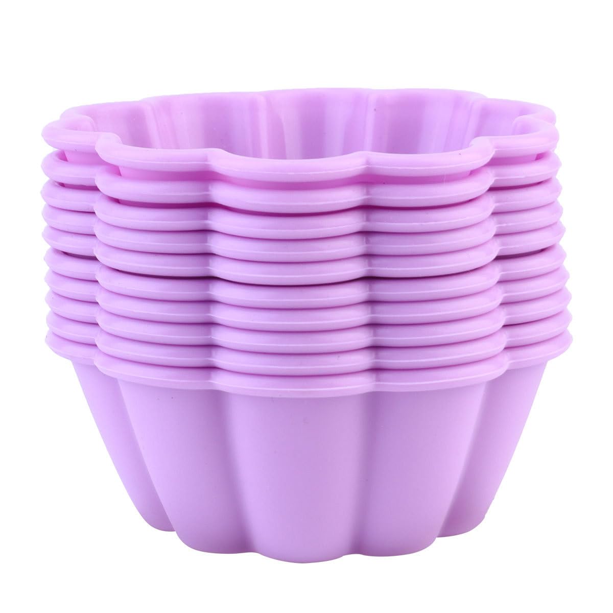 10 Pcs 2.8 Inch Flower Silicone Baking Molds - Reusable Cupcake, Donut & Egg Tart Molds for Baking - Perfect for Birthday Parties, Baby Showers & Holiday Desserts