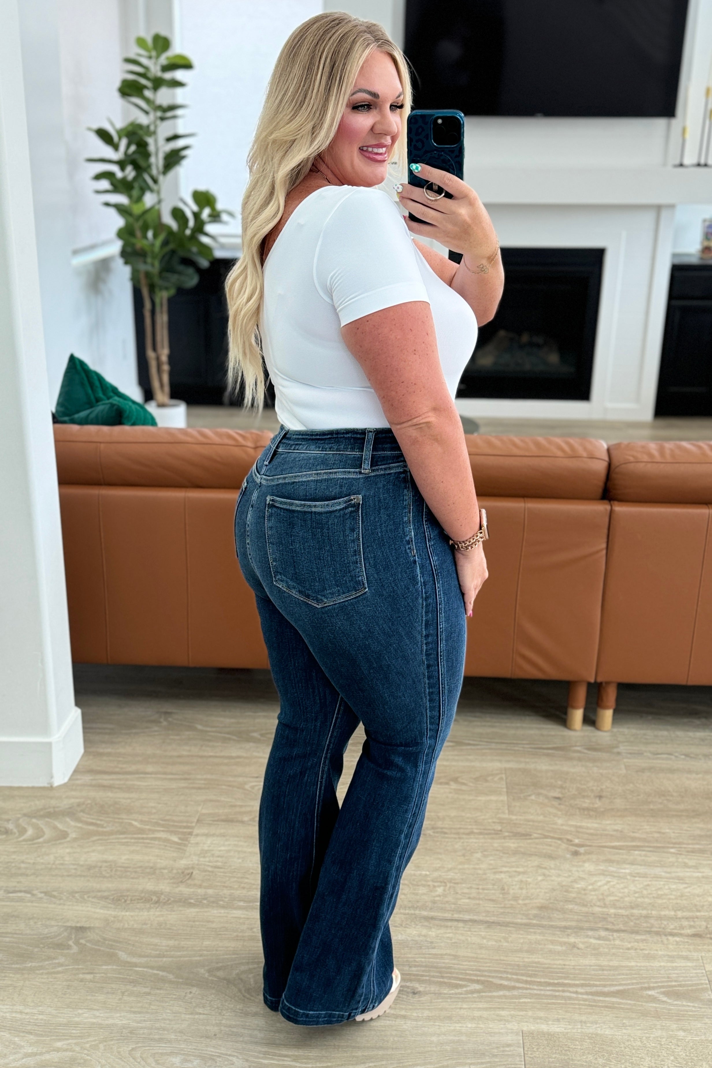 Mavis High Rise Side Seam Detail Flare Jeans for Women - Vintage Inspired Stretch Denim Pants with Bootcut Leg (Perfect for Casual Wear, Date Nights & Office Outfits)
