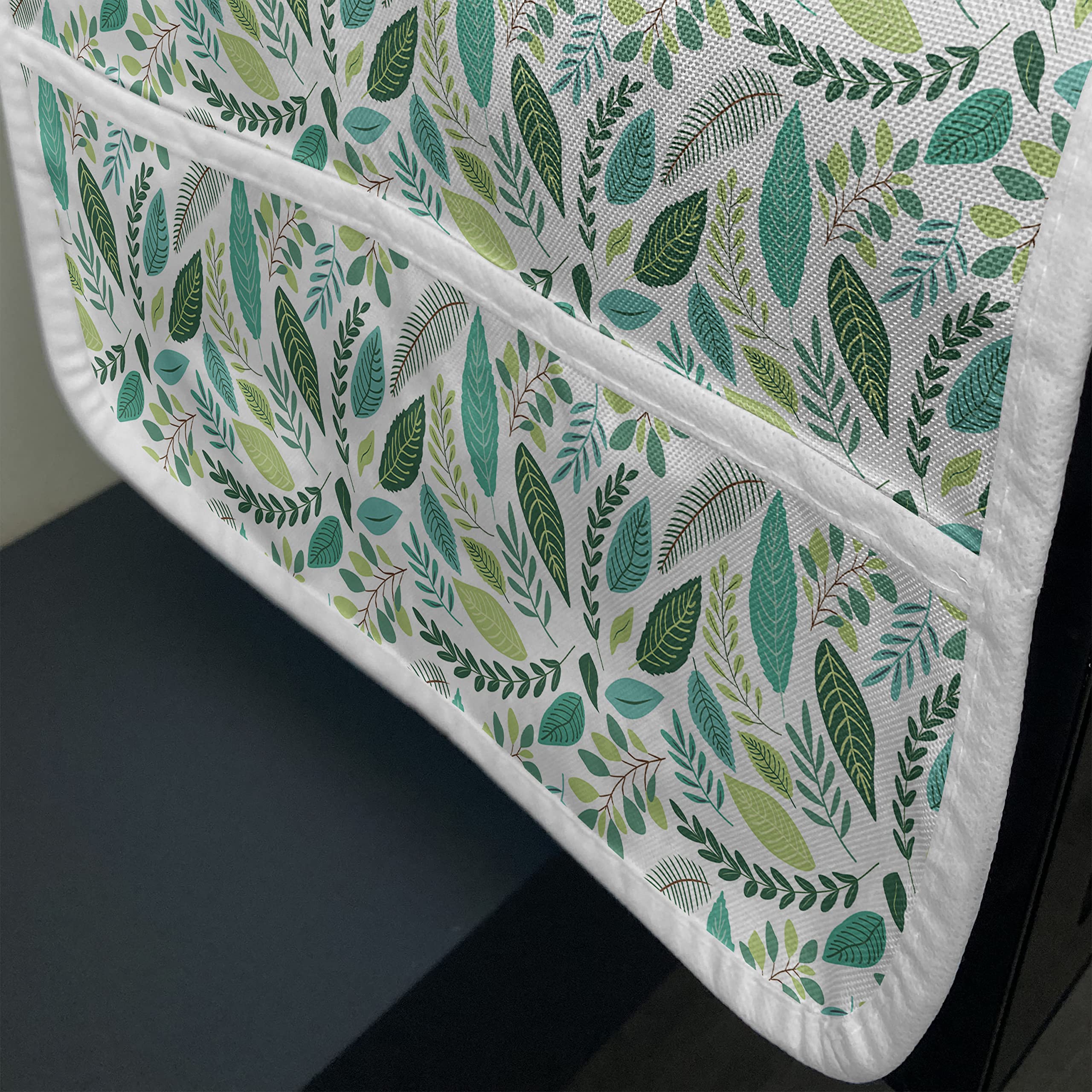 Ambesonne Green Leaves Microwave Cover – Waterproof Kitchen Organizer with Pockets, 36