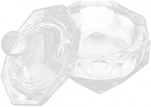 Crystal Glass Nail Art Dish with Lid - Acrylic Liquid & Powder Container, Jewelry Holder for Manicure & Pedicure | Professional Nail Salon Tools for Gel Polish, Nail Extensions & DIY Nail Art at Home