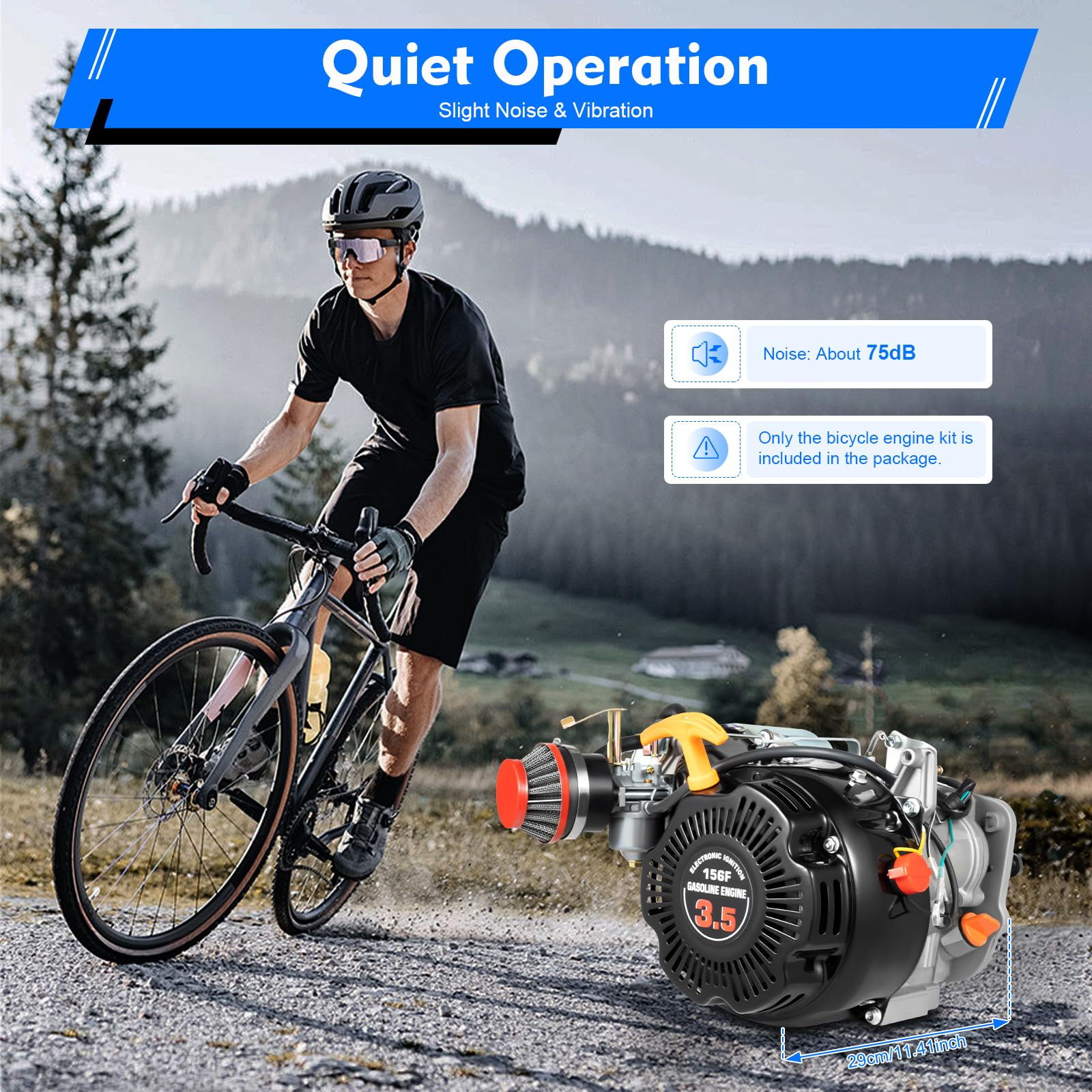 100cc 4 Stroke 3HP Bicycle Engine Motor Kit - Complete Gas Powered Bike Conversion Set with Belt Drive for Adults | Perfect for Commuting, Off-Road Adventures & DIY Motorized Bicycle Projects