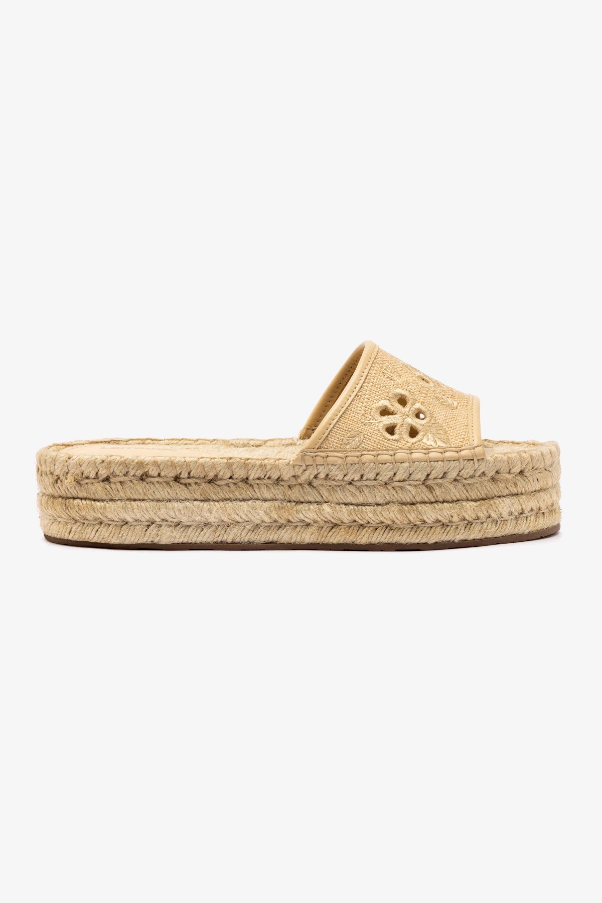 Letizia Beige Raffia Espadrille Flatform Sandals with Hibiscus Embroidery - Women's Summer Wedges for Beach, Vacation & Casual Outfits