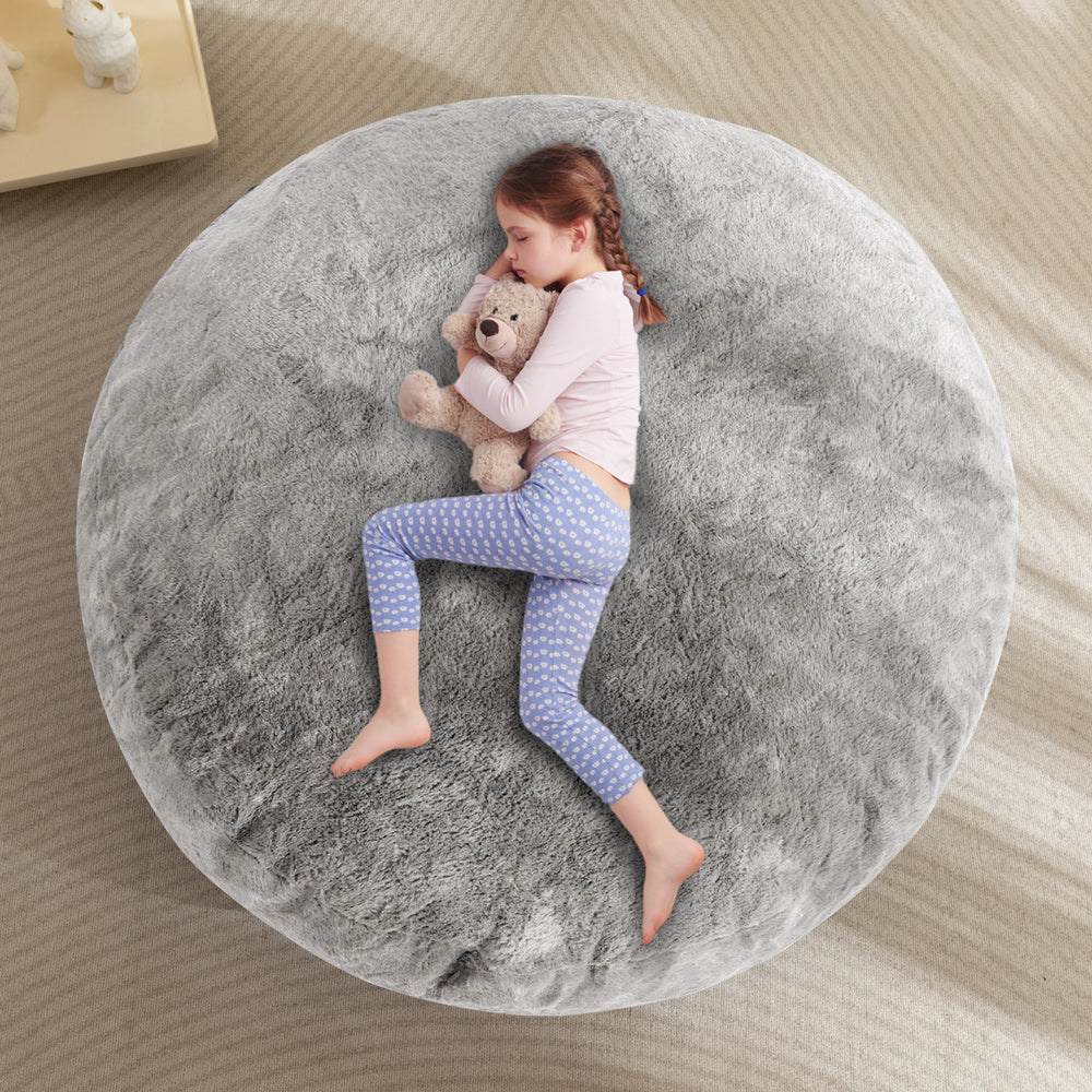 MAXYOYO 2-in-1 Kids Bean Bag Chair with Removable Floor Pillow - Soft Grey Comfy Seating for Boys & Girls - Perfect for Playroom, Bedroom or Reading Nook