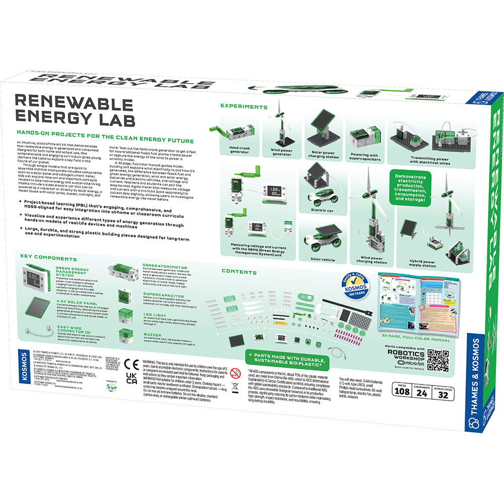 Renewable Energy Lab Kit - Solar & Wind Power Science Experiment Set for Kids & Teens | STEM Educational Toys for Home & School Science Projects | Perfect for Classroom Learning & Science Fair Experiments