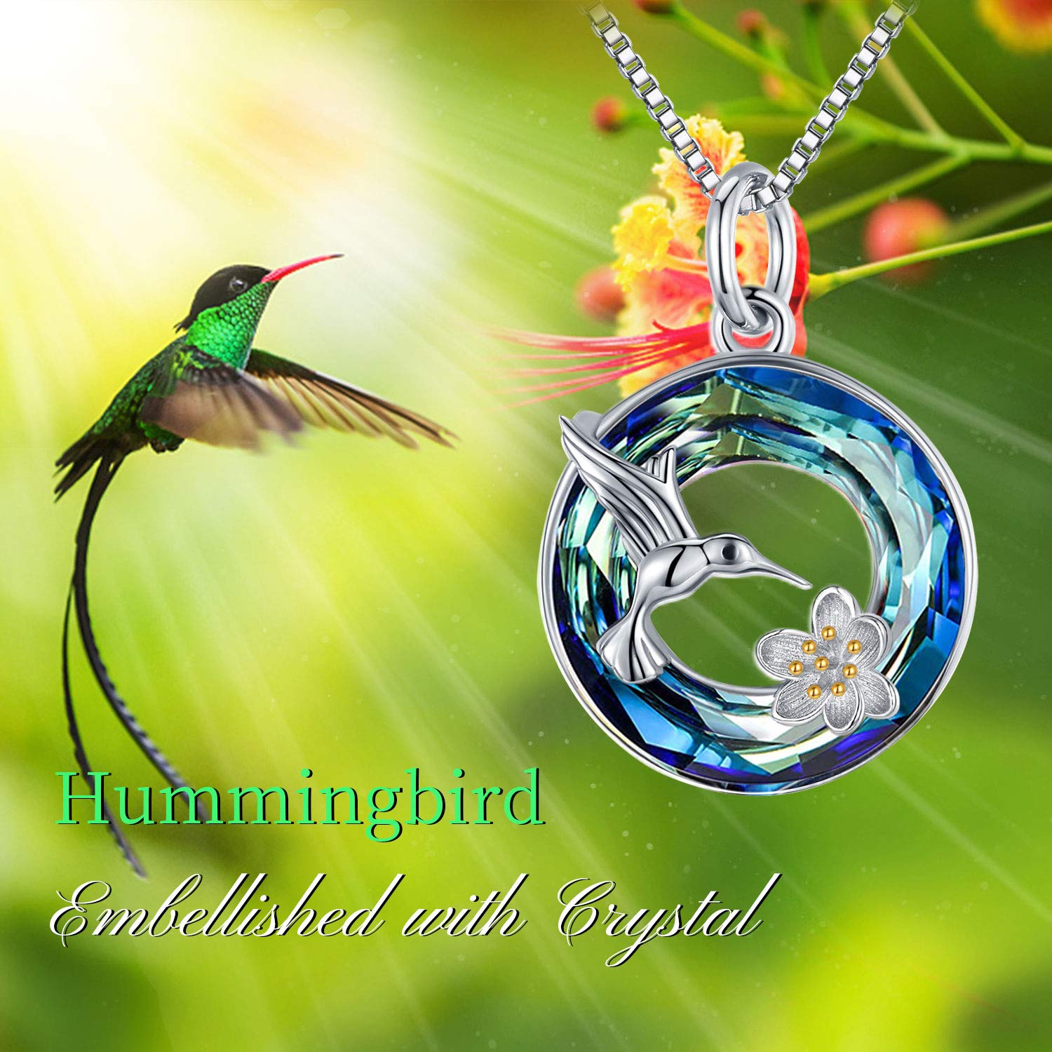 925 Sterling Silver Hummingbird Necklace for Women - Elegant Crystal Bird Pendant Jewelry, Perfect Birthday Gift for Girls | Great for Parties, Weddings & Everyday Wear